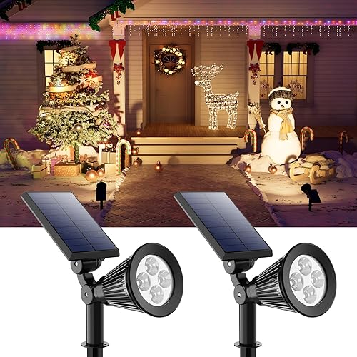 Paquete de 2 focos solares impermeables para exteriores, para colgar en Navidad, árbol, coronas, muñeco de nieve, alce, panel ajustable, luces de disponible en Yaxa Guatemala