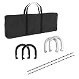 Professional Grade Horseshoe Set - Heavy-Duty Set with Carrying Bag, 4 Horse Shoes, and 2 Poles - Outdoor Games for Adults and the Whole Family by Trademark Games