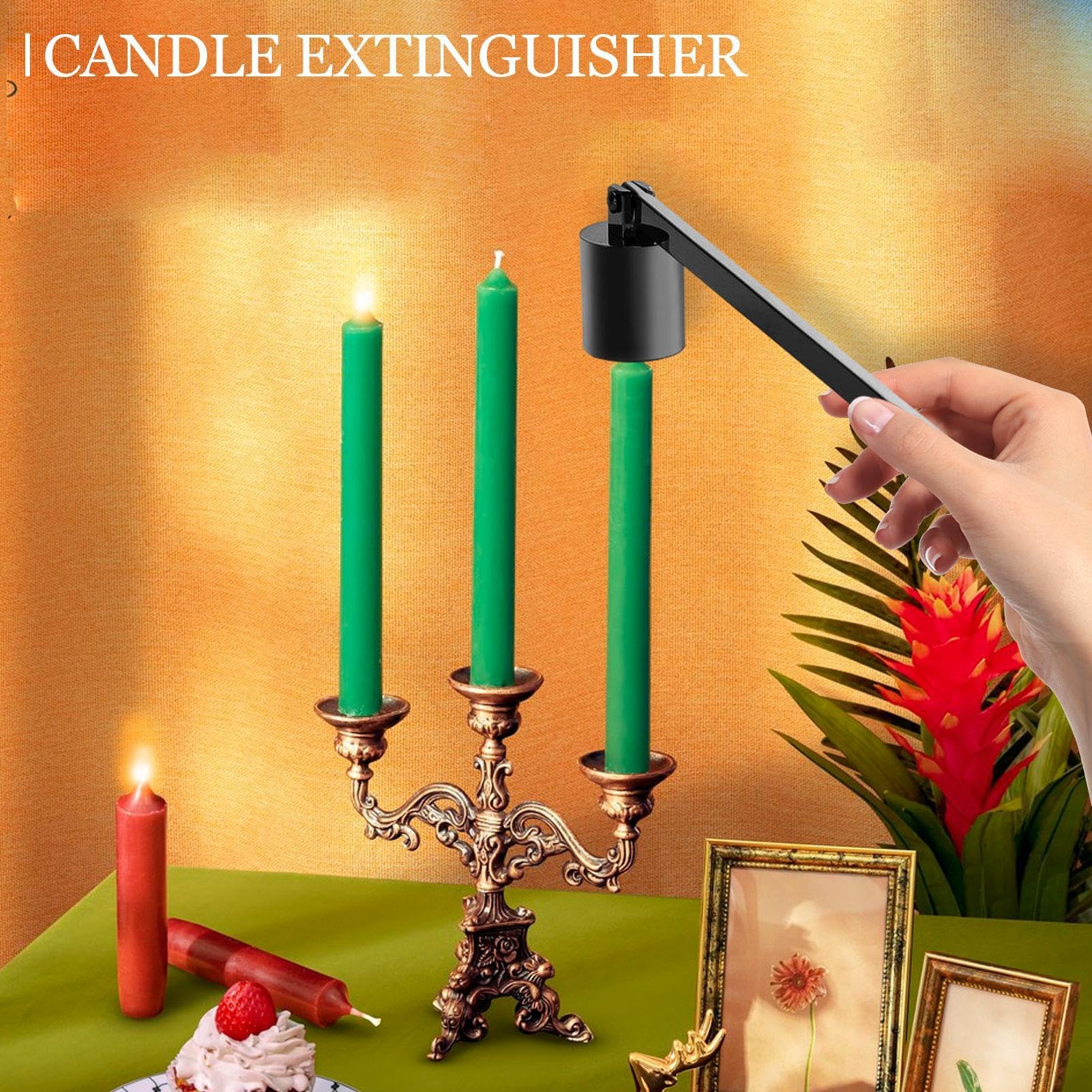 Extincteur De Bougie Vintage / Extincteur De Flamme En Acier Inoxydable Poli Avec Long Manche Décoration Unique Pour La Maison Accessoires De Bougie