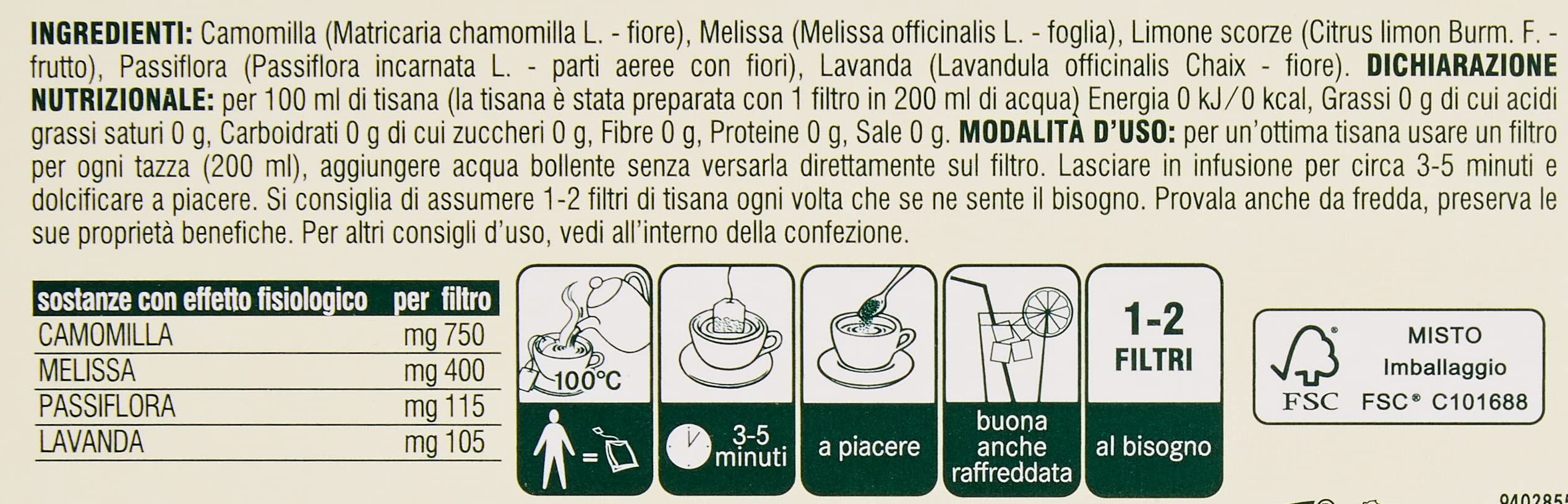 L'Angelica, Tisana Funzionale Calmante e Rilassante per Dormire a Base di Camomilla e Passiflora, Tisane con Effetto Distensivo, Vegan, Confezione da 80 Filtri