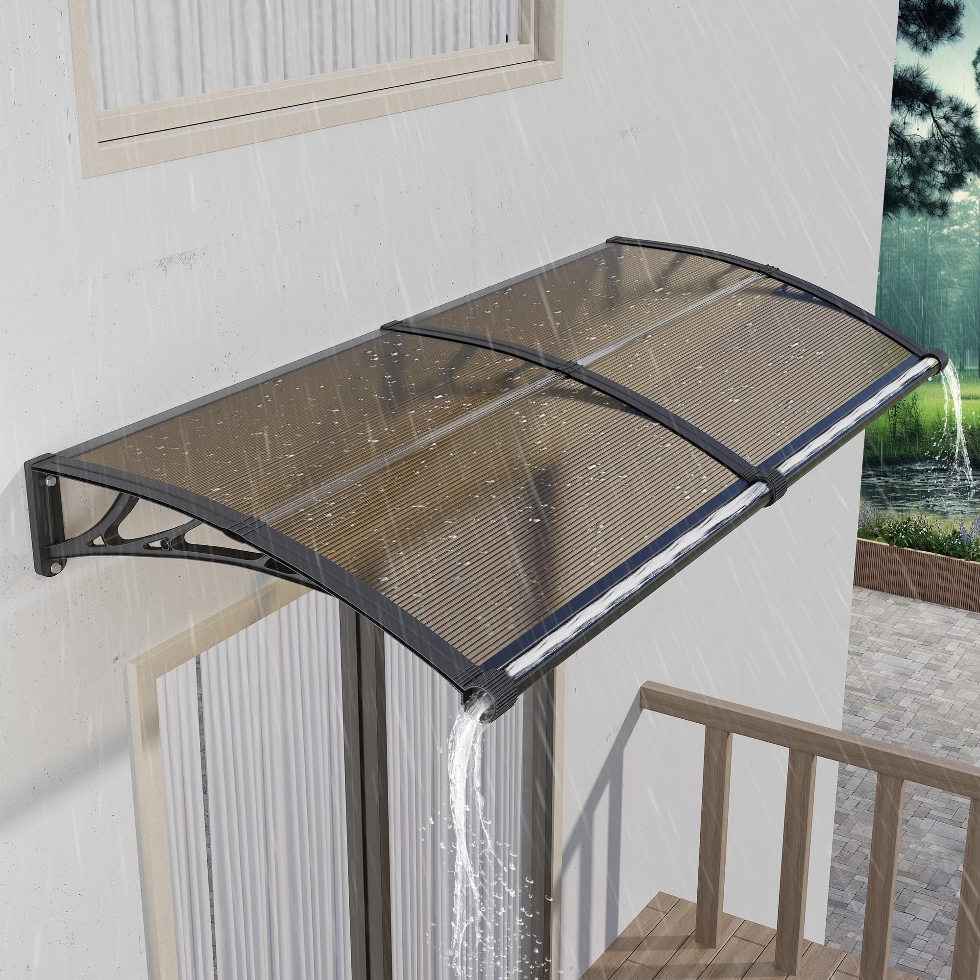 NEBAIKA 40x80in Door Awning with Gutter