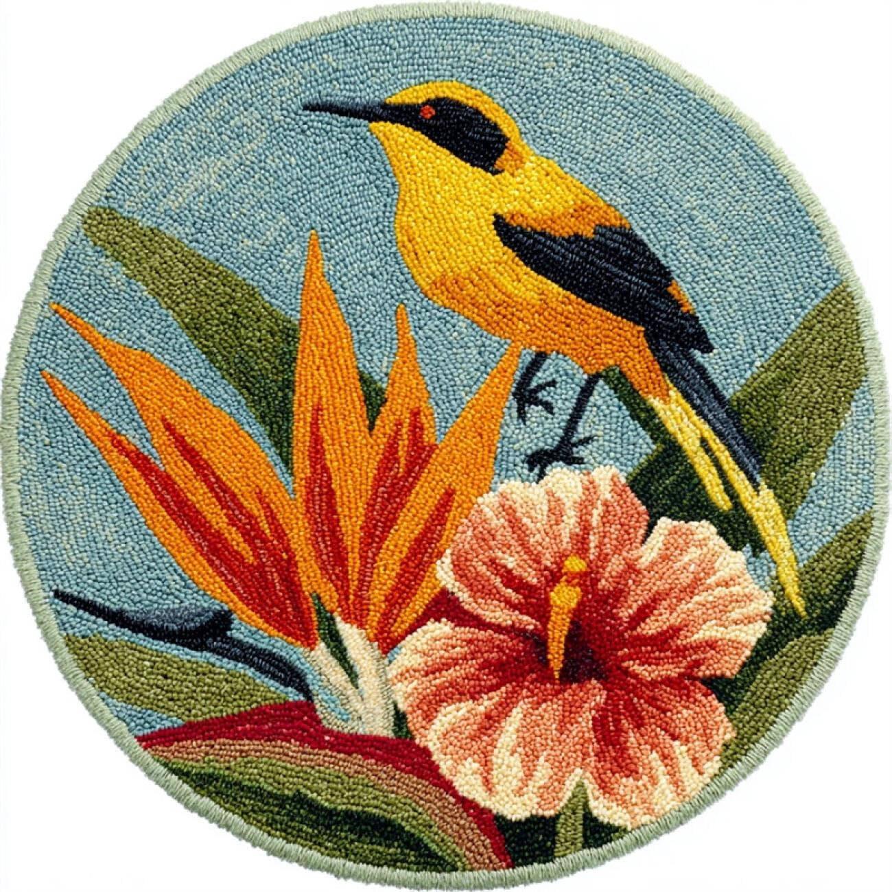 Kitquiver Latch Hook Carpet Kits Flowers and Birds 80x80cm