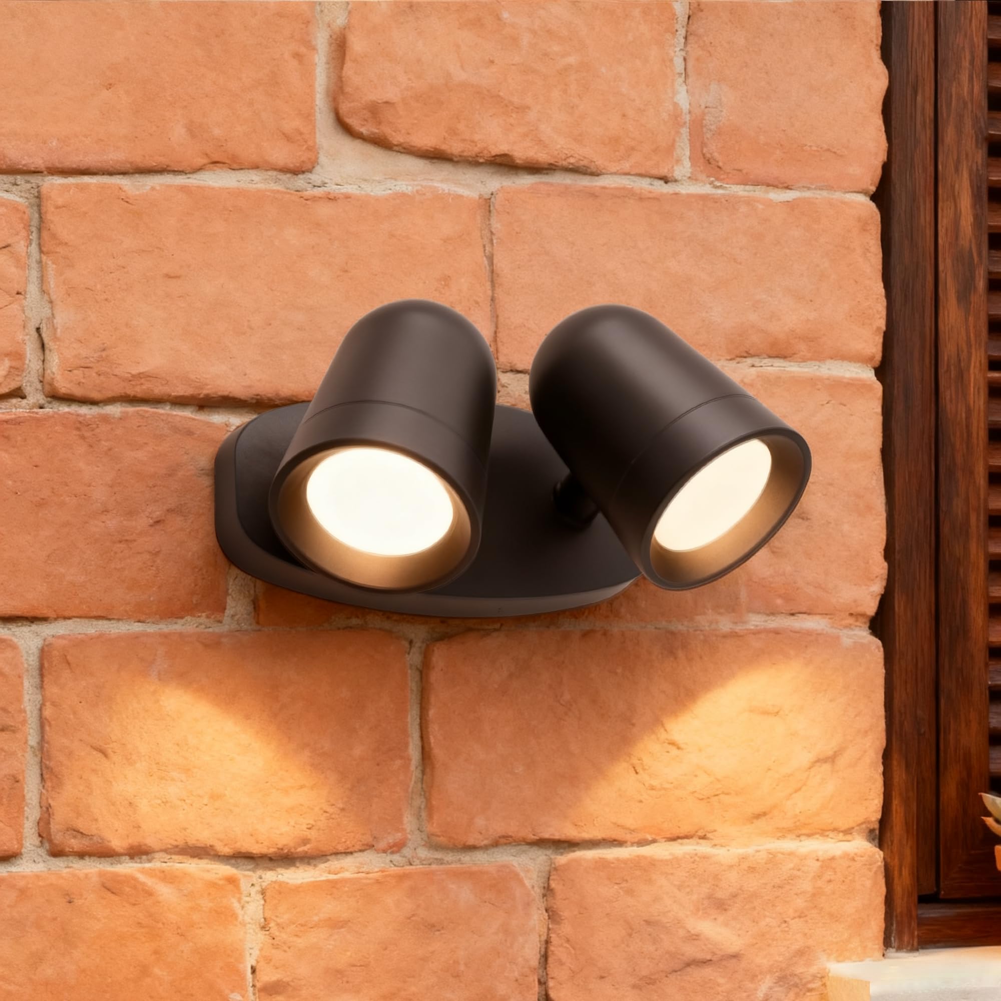 JNR Applique da Esterno, IP65 Impermeabile Lampade da Esterno, Nero | Doppio faretto orientabile a 330°,Alluminio Applique da Parete Esterno 230V 2*5W GU10 3000K LED Lampadina Inclusa