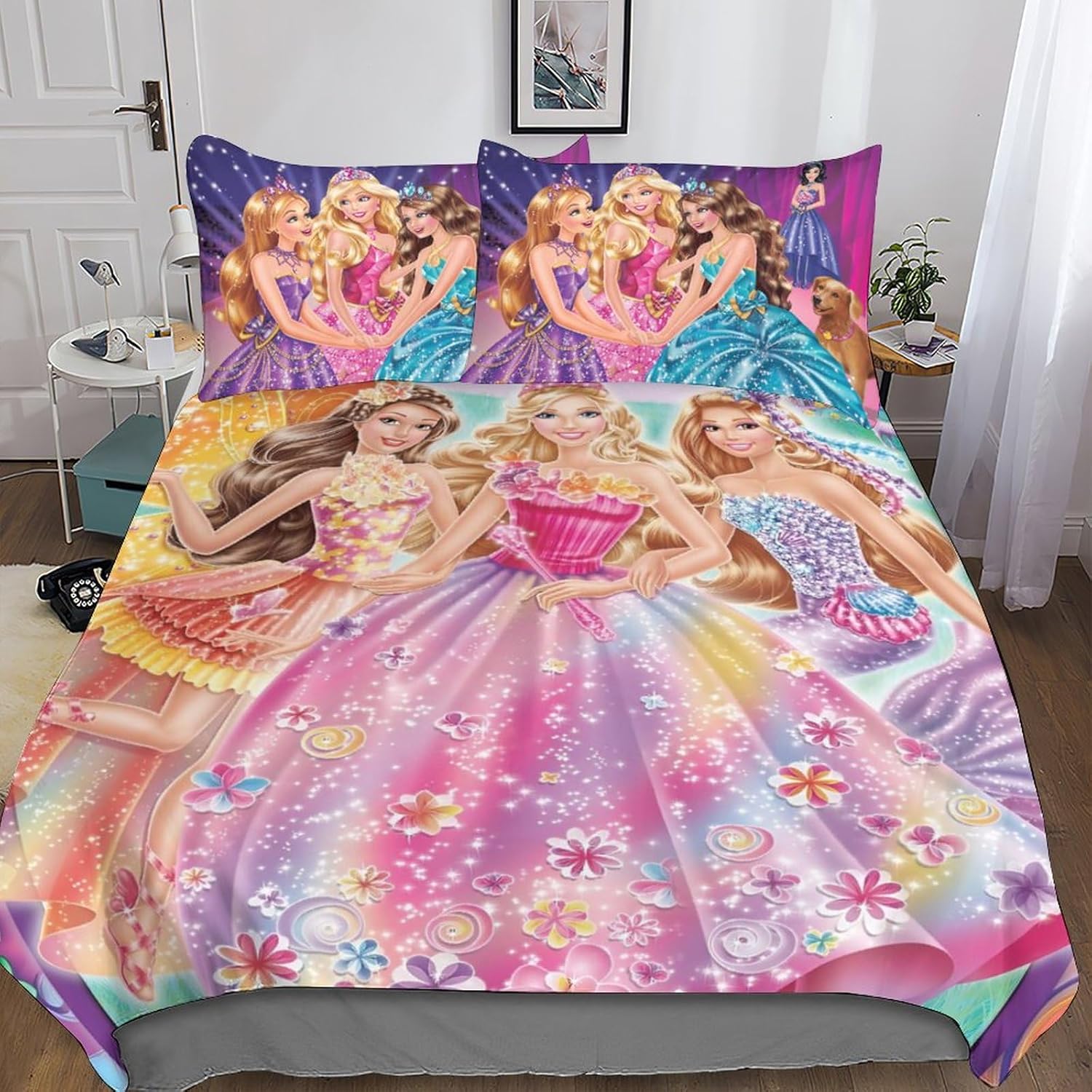 3D Barbie Children's Bed Linen Quilt Cover + Pillowcase Boys Bed Linen