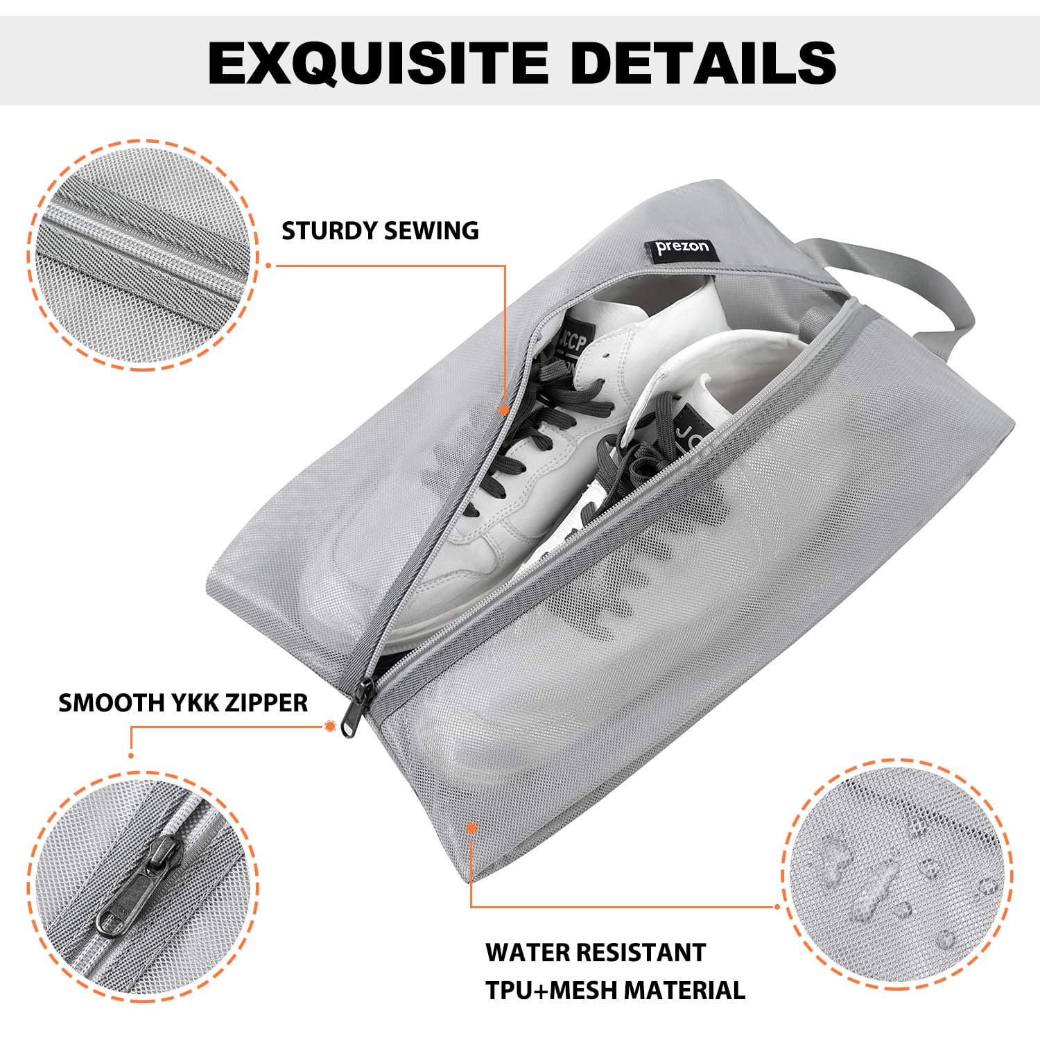 Borsa per Scarpe da Viaggio, in rete TPU impermeabile, robusta chiusura lampo YKK, resistente allo sporco, organizer per scarpe con cerniera per il viaggio o la conservazione a casa