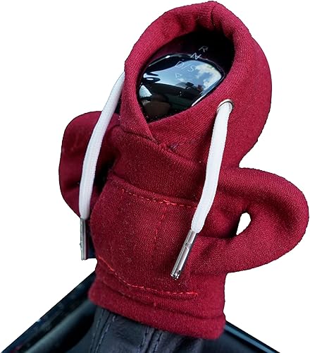 Miniatura 4 de 2 fundas para pomo de palanca de cambios de automóvil, color negro y rojo, sudadera con capucha, suéter, accesorios interiores automotrices, ajuste