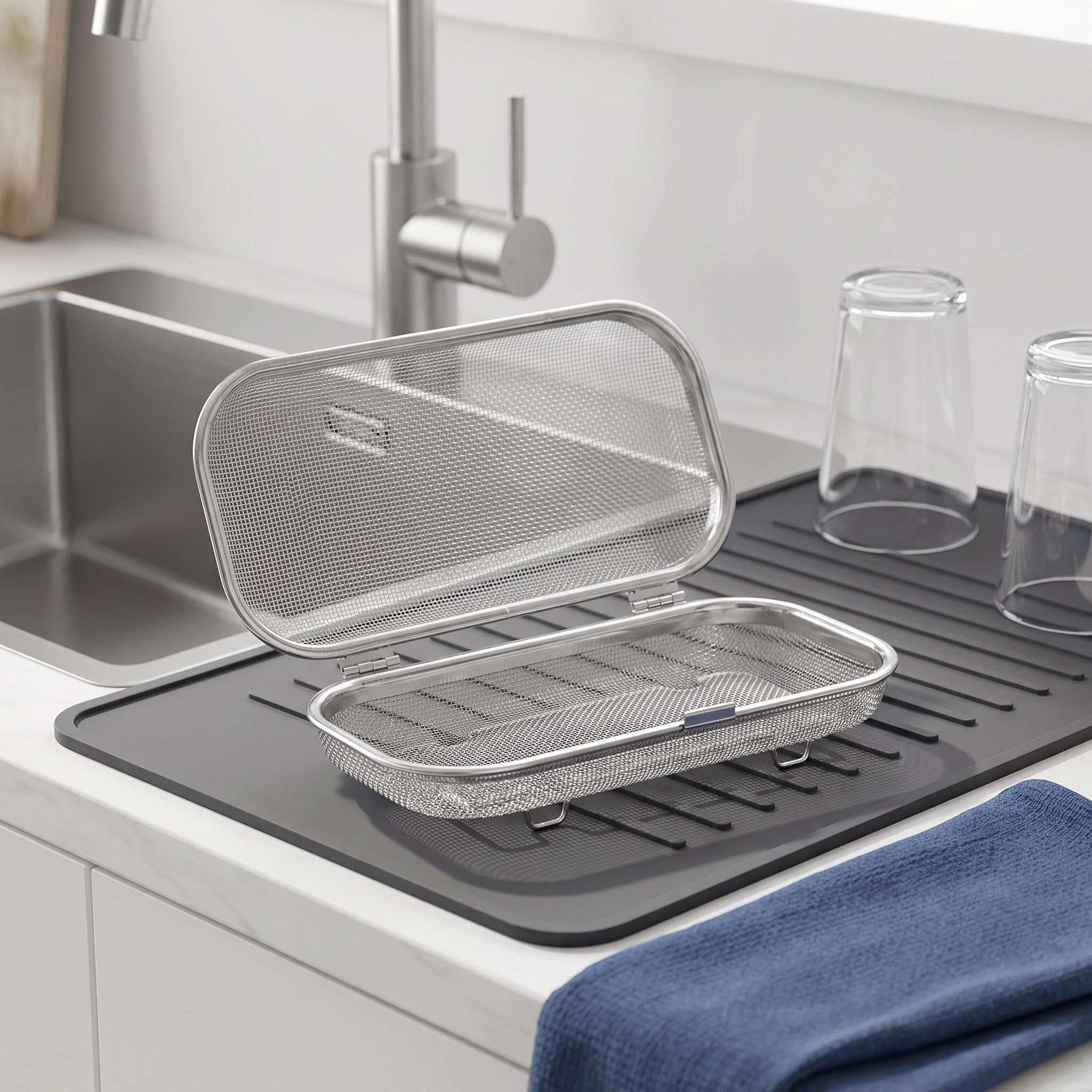Zerodeko Cesta de acero inoxidable para lavavajillas, para palillos y