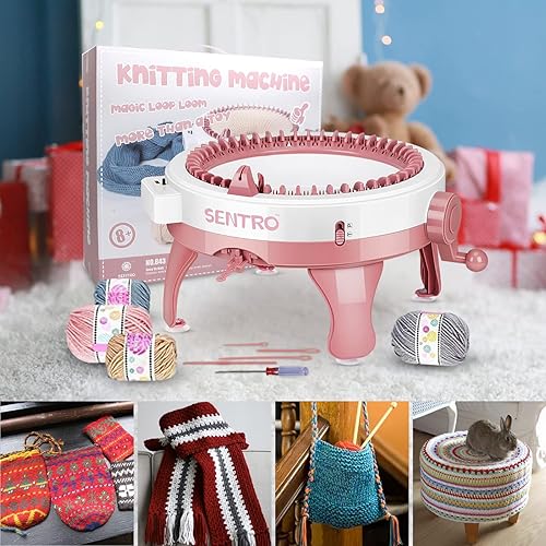 Miniatura 3 de Telar de tejido inteligente, máquina de tejer de 48 agujas con contador de filas, kit de máquina de telar de doble punto giratorio para adultos y