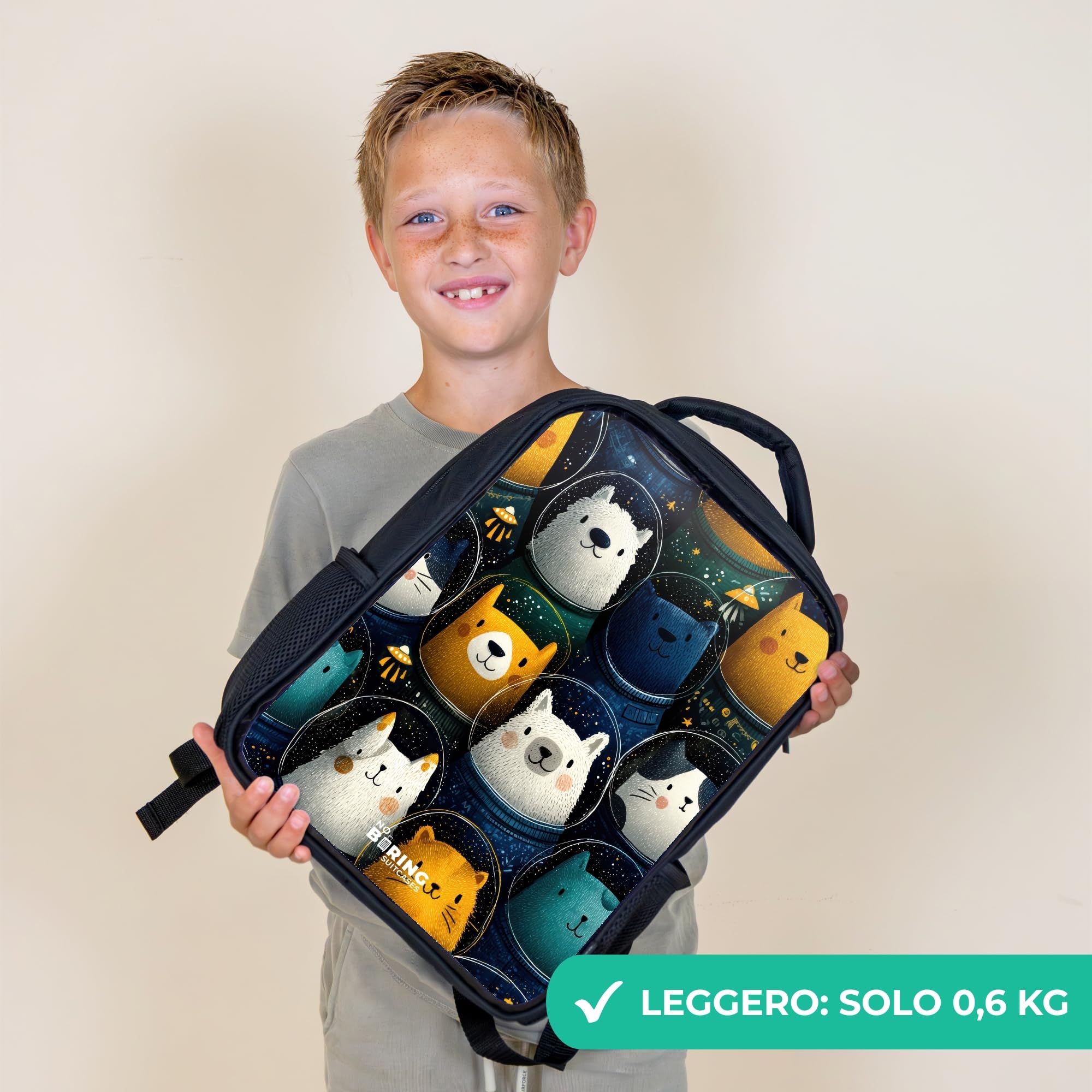 NoBoringSuitcases© Zaino Per Bambini Backpack Nero Da Viaggio Zaini