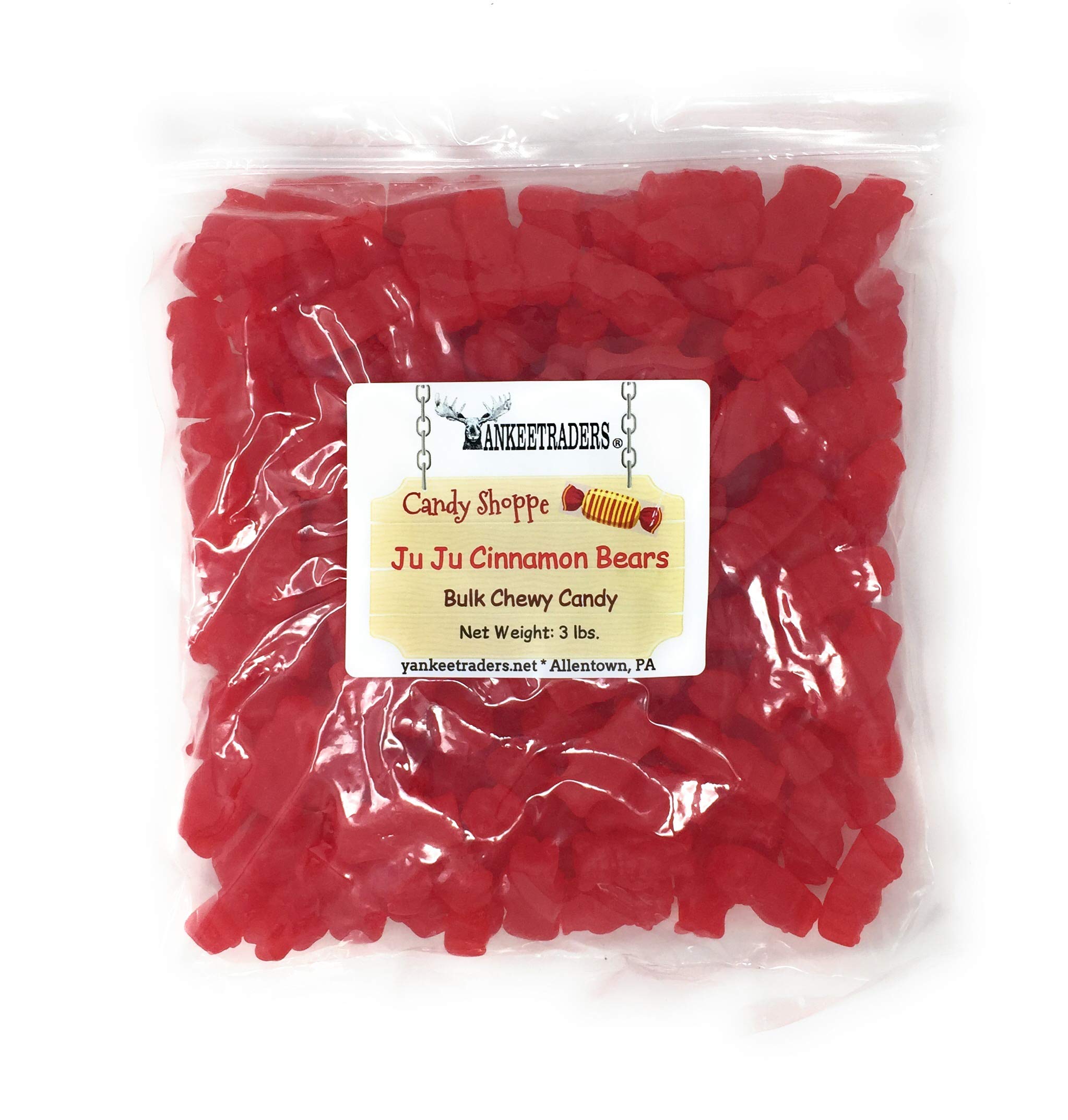YANKEETRADERS, Ju Ju Cinnamon Bears Candy, 3 lb Bulk Size