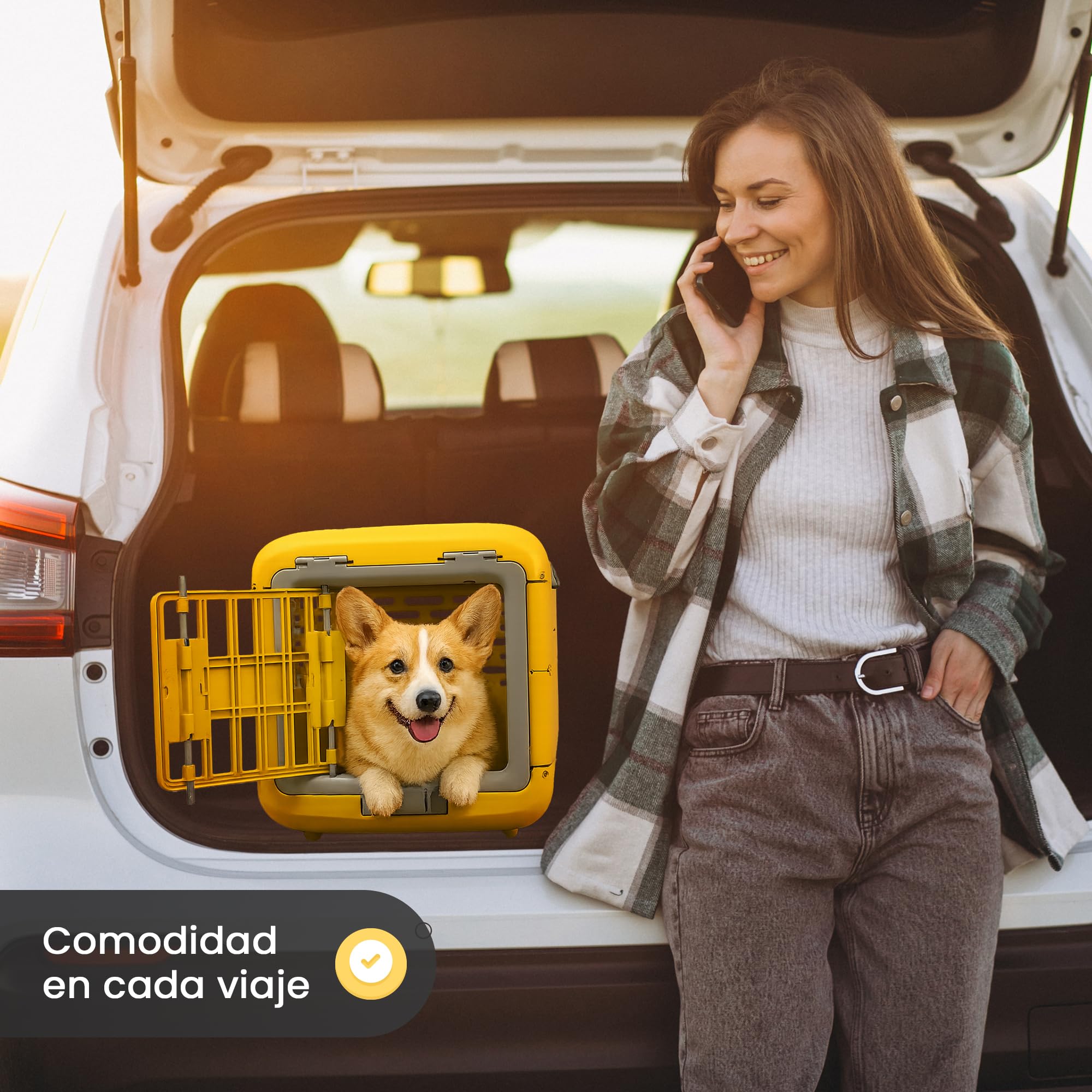 ANGAHE | Transportín Plegable para Gato y Perro Pequeño o Mediano – Fácil de Montar y Guardar – Ligero y Seguro con Ventilación – Ideal para Viajes en Coche, Tren o Avión. Seguro y Ligero.