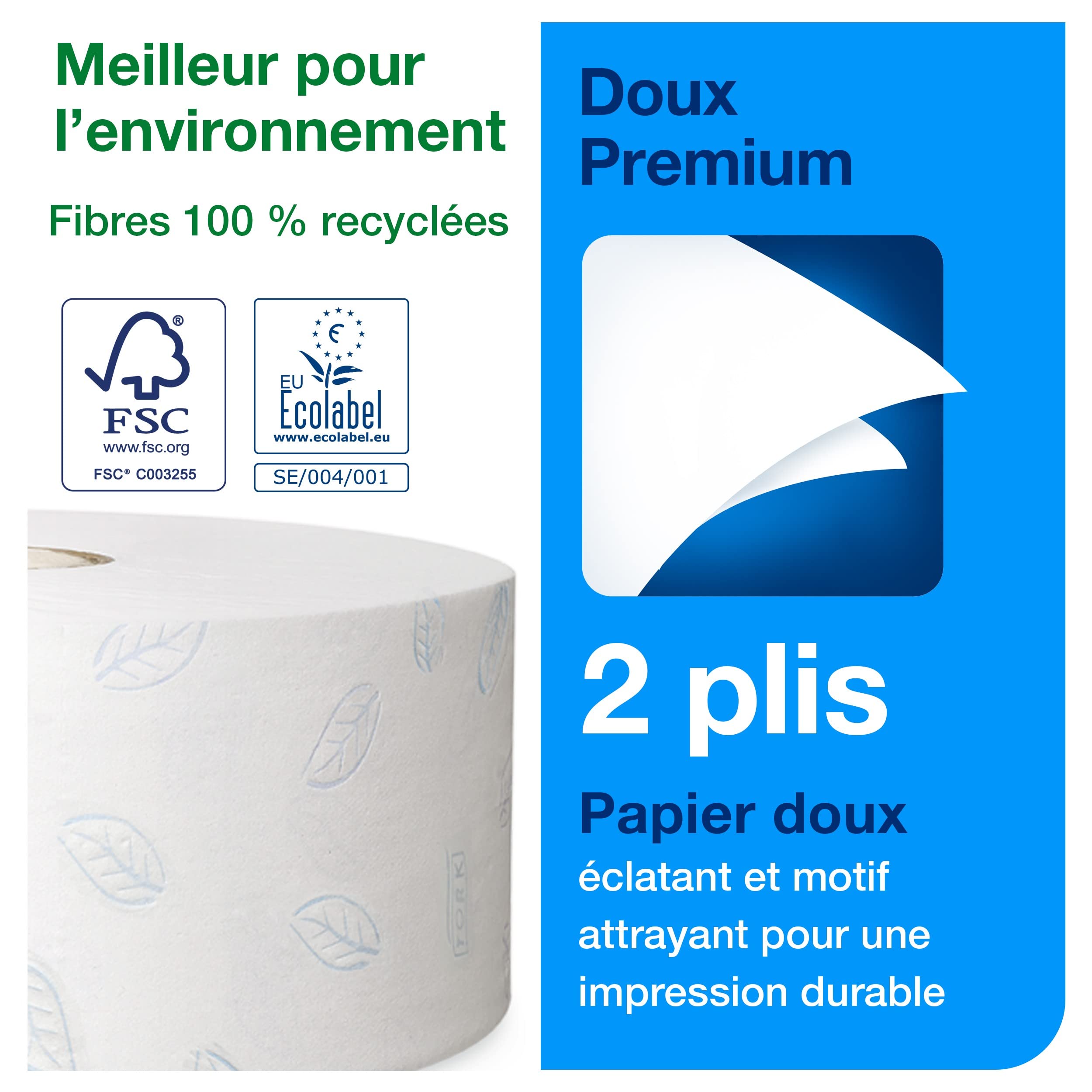 Tork Papier Toilette Jumbo doux blanc T1, Premium, 2 plis, 6 x 360 m, 110273