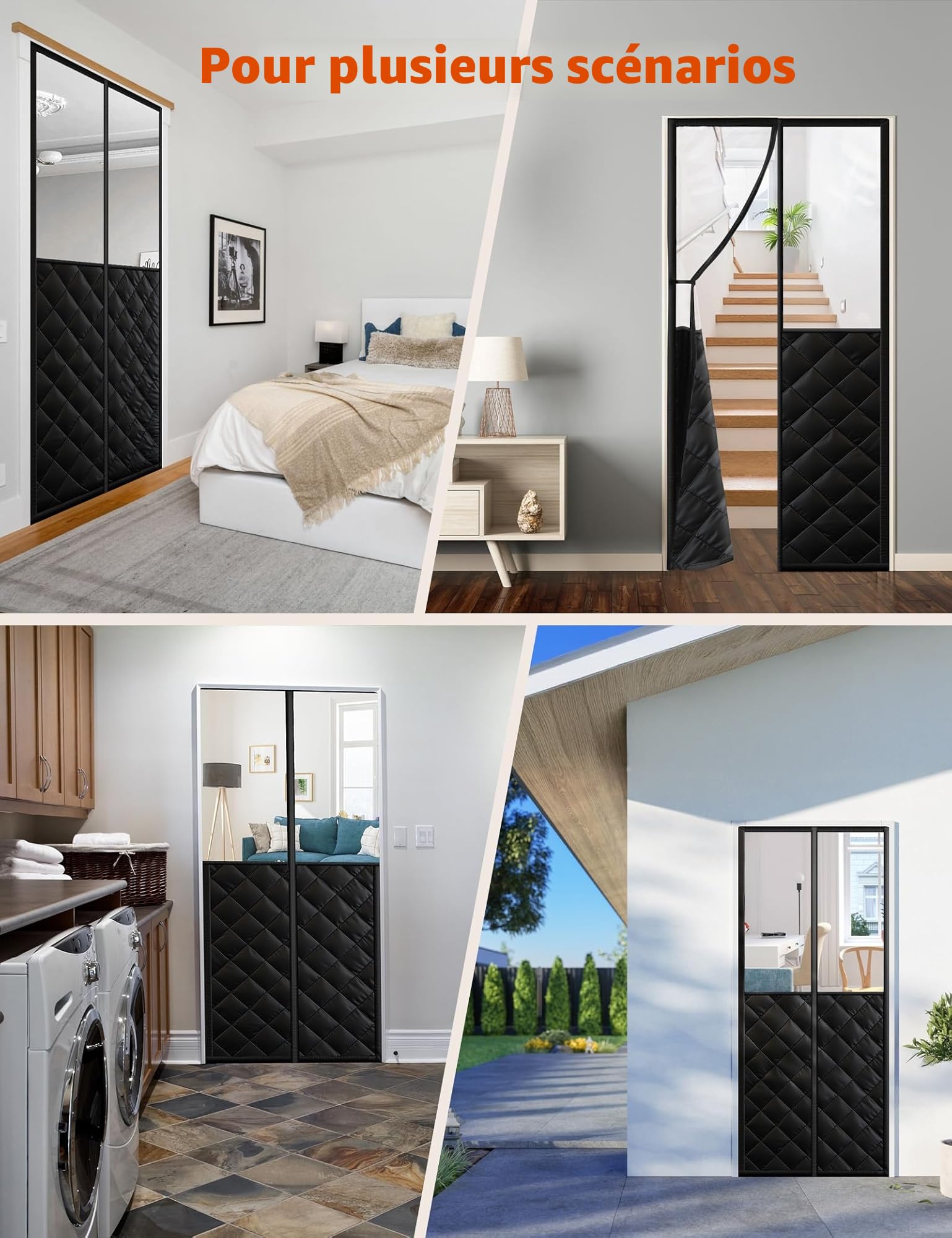 Fillis Rideau Magnétique Isolant Thermique, 80x200cm Rideau Thermique de Porte Coupe-Vent et Anti-Froid Économe en Énergie pour Porte Balcon ou Terrasse, Noir