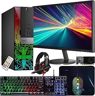 Dell OptiPlex 3060 SFF RGB Computer PC, Intel Core i5-8500, GeForce GT 1030 2GB GDDR5, 16GB RAM, 512GB NVMe, 1TB HDD, 22 Inch HDMI Monitor, Gaming Headset, WiFi, Bluetooth, Windows 11 Pro (Renewed)