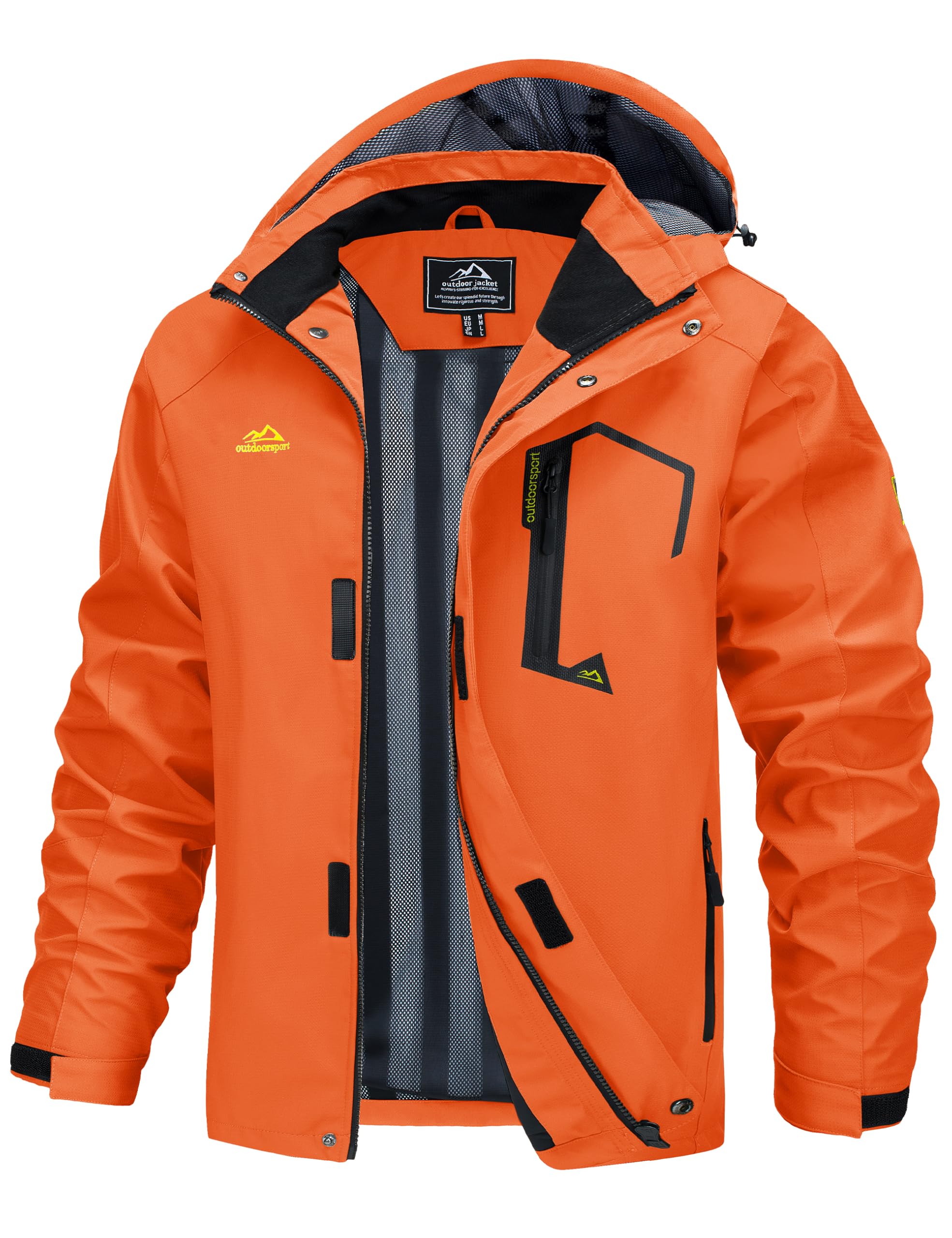 Men's Lightweight Windbreaker Rain Jacket Raincoat with Detachable Hood for Hiking Fishing Activewear