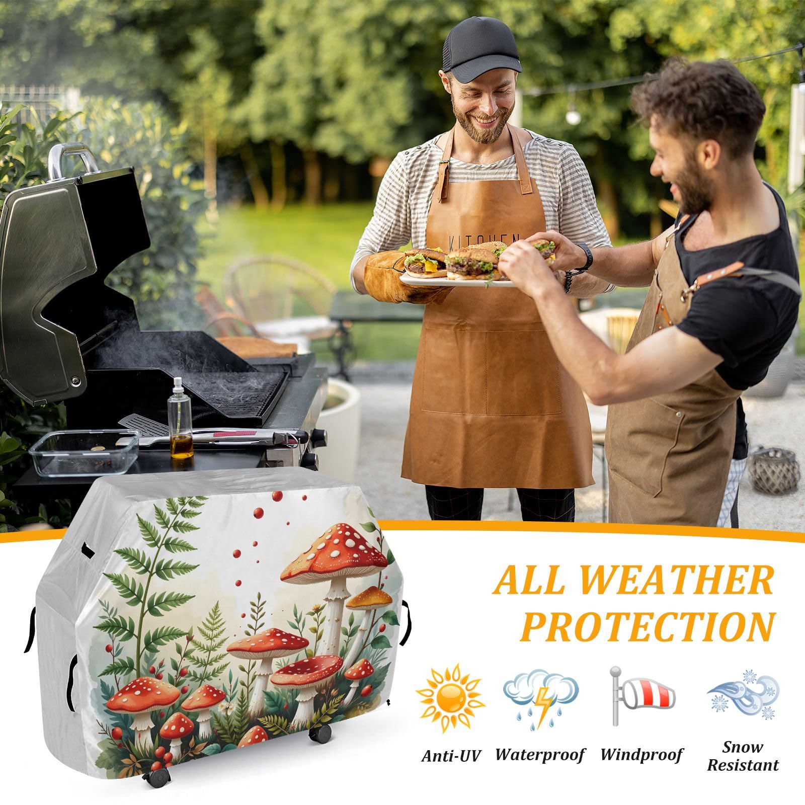 Copertura impermeabile resistente per barbecue a forma di fungo, per esterni