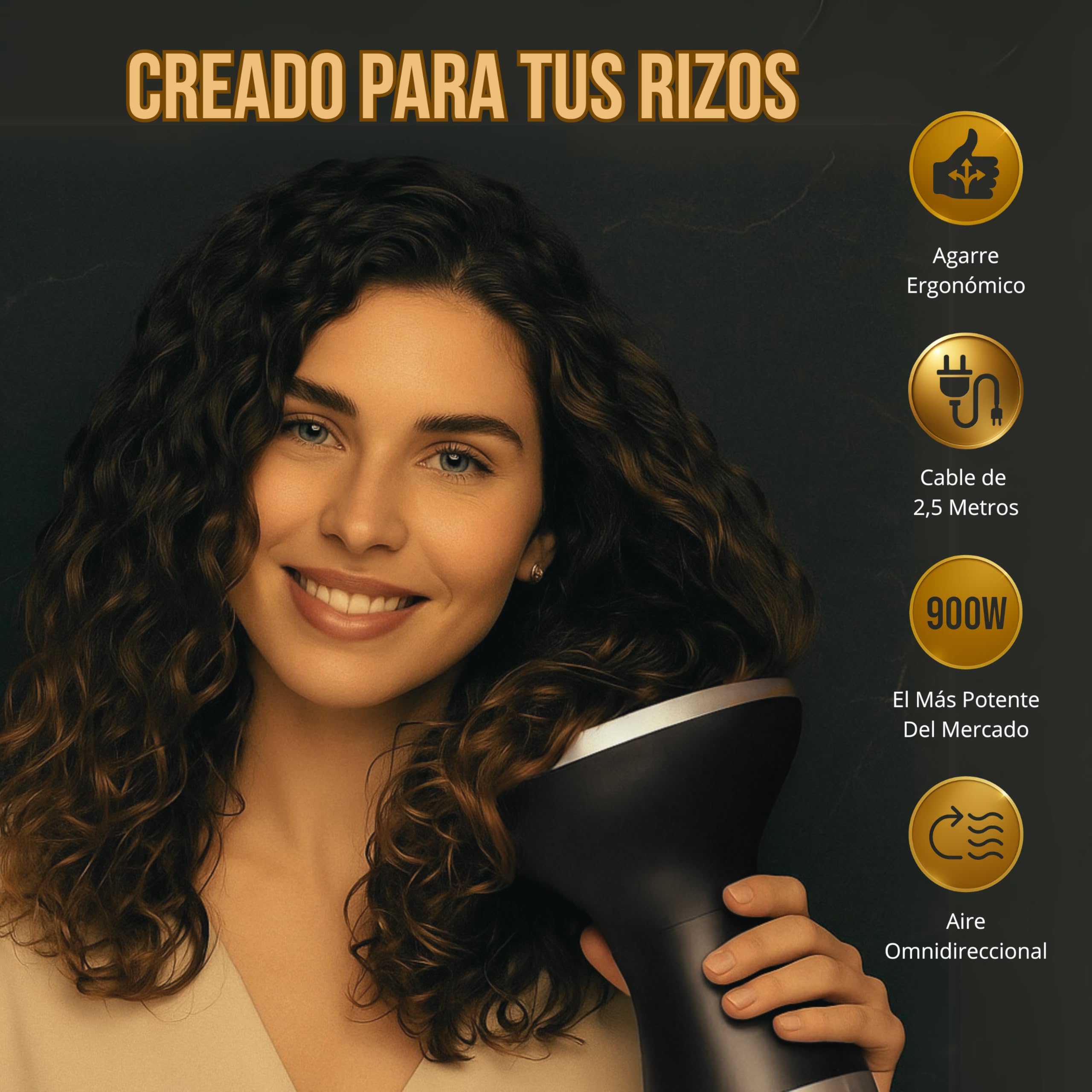 Dyfuzor kręconych włosów, profesjonalna suszarka do włosów kręconych 900 W, Ion Curl Boost, 6 trybów suszenia, 12 palców z wielokierunkowym otwarciem,