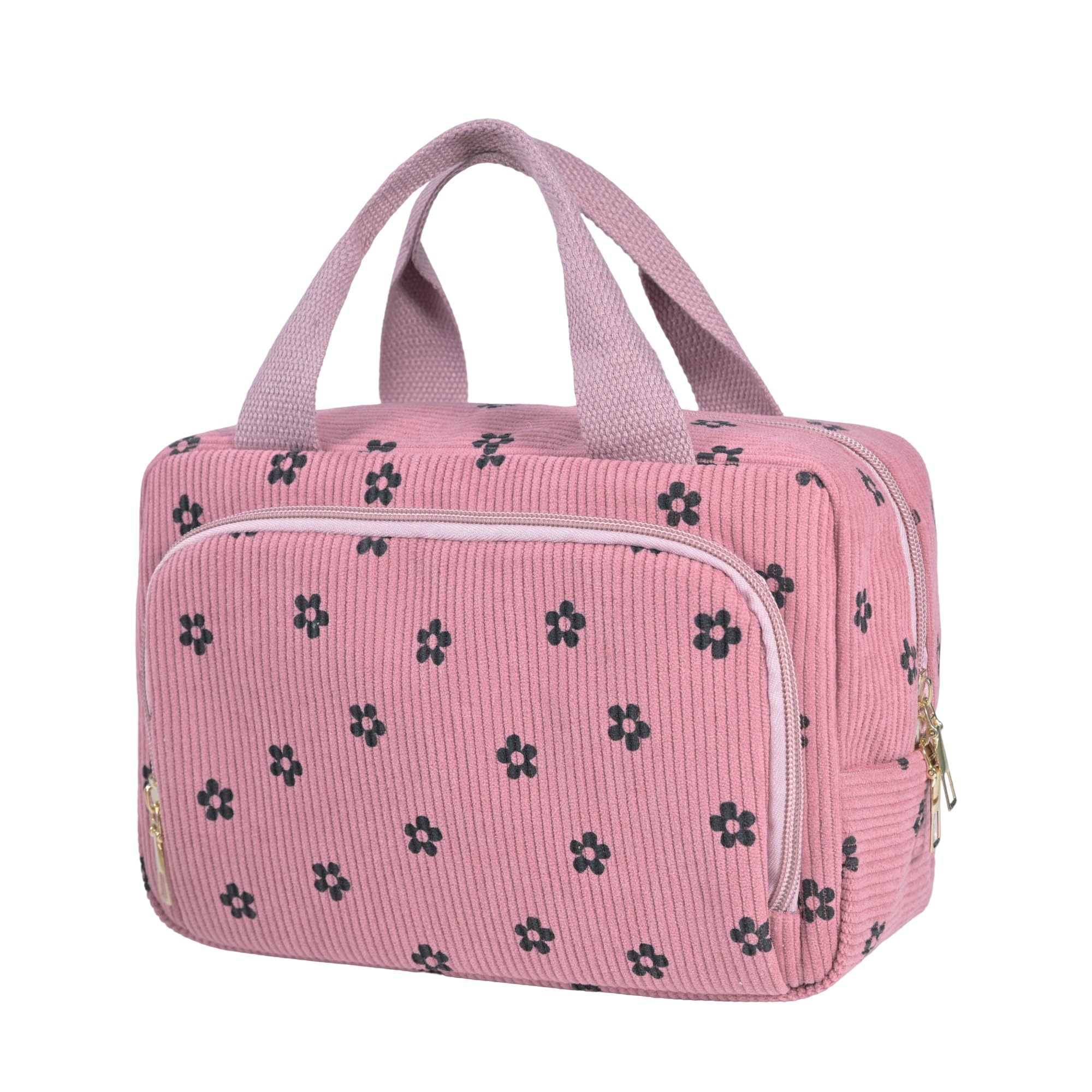 Funtlend Kulturtasche Damen Cord Kosmetiktasche kulturbeutel Kosmetik Tasche Reise Kulturbeutel Waschtasche für Travel Mädchen