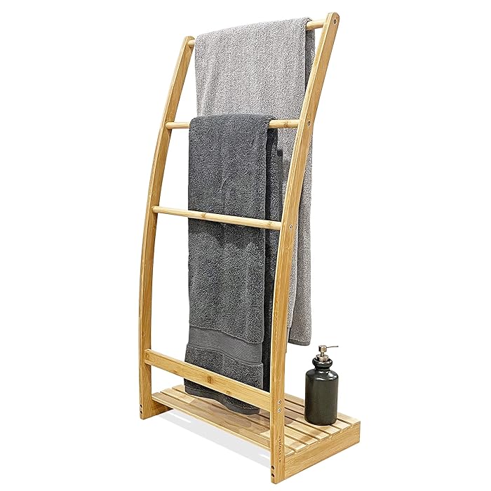 Buy 40" Bamboo Towel Rack Stand. Quilt Rack Stand or Blanket Rack for