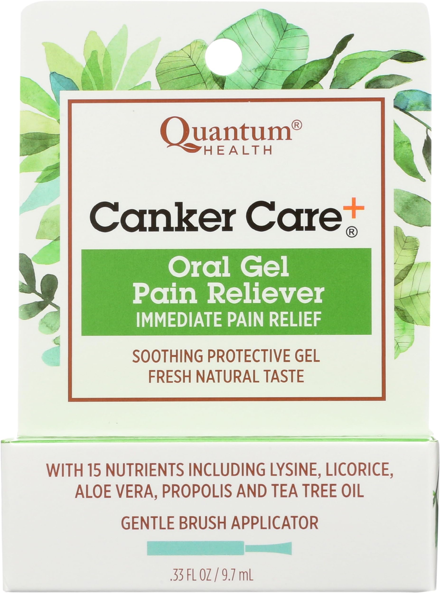 Canker Care+ Oral Gel Pain Reliever, Natural Pain Relief Ingredients Including Menthol, Mint, & Castor Oil, 9.7 mL
