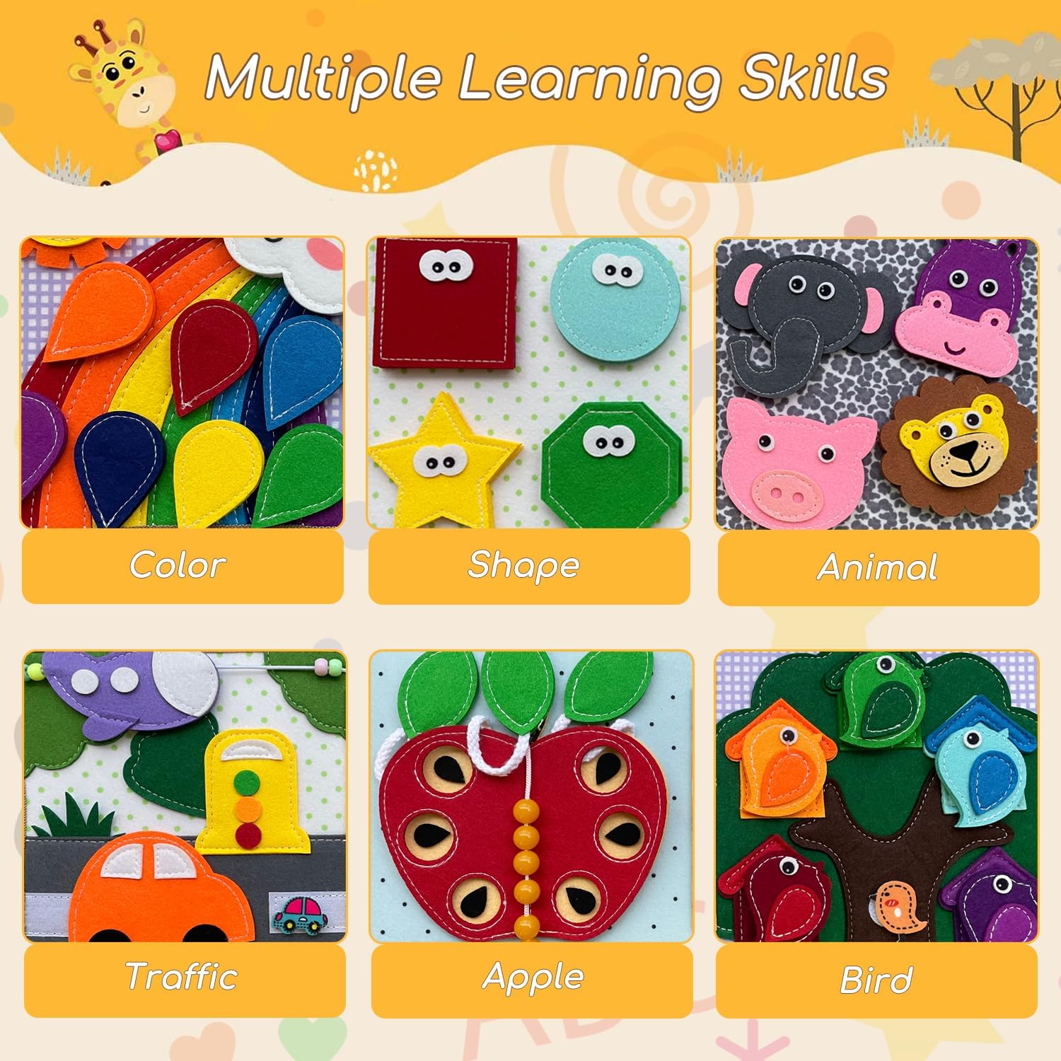 Cobelae Montessori Busy Book for Toddlers 1-3 + Farm Quiet Book Fort Toddlers 1-6,Preschool Learning Activities Educational Sensory Travel Toy for Kids Gifts