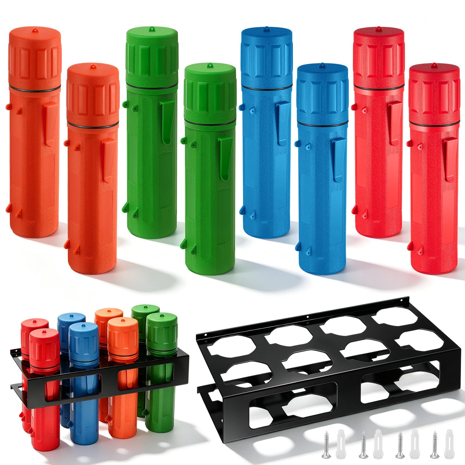 Zonon Kit de 9 tubes de rangement pour tige de soudage, 35,6 cm, supports d'électrodes avec support en métal, étanche à l'air, récipient de soudure pour atelier, remorque à outils mobiles