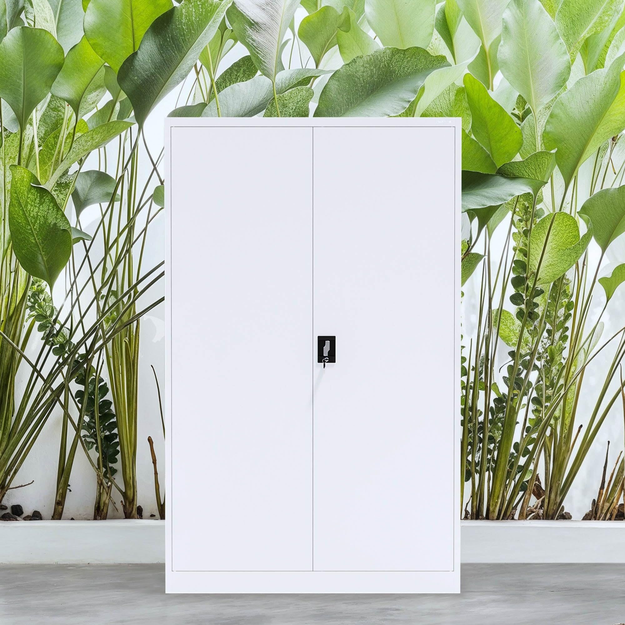 Jan Nowak Metallschrank Jan II 185 x 115 x 40 cm - Aktenschrank abschließbar mit 2 Türen, Mehrzweckschrank mit 5 Ebenen, Büroschrank aus Stahlschrank mit Pulverbeschichtung - Weiß