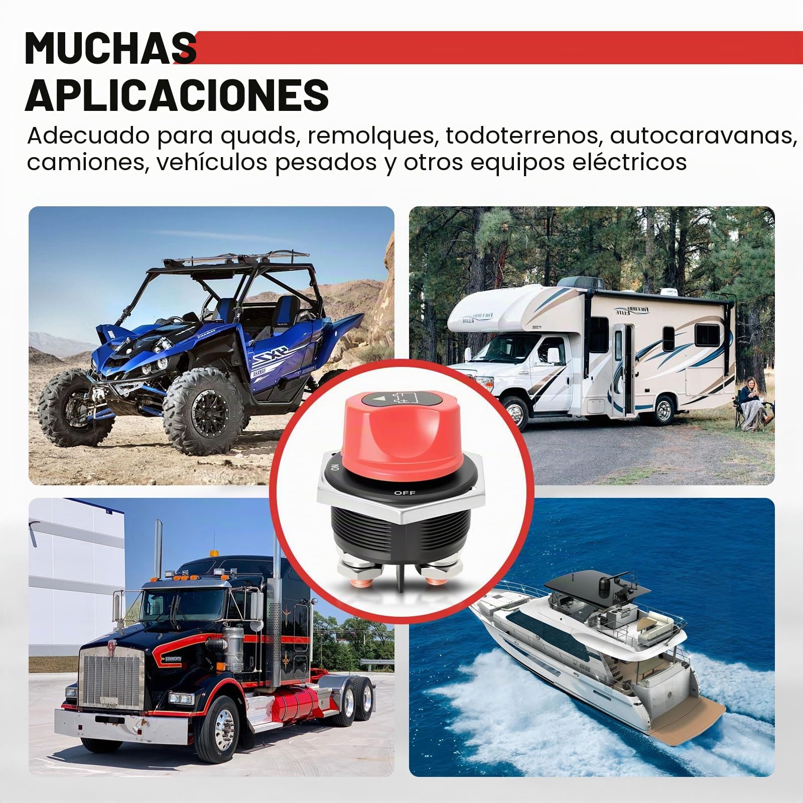 Interruptor de batería de 12 V, interruptor principal, 12 V, 24 V, 32 V, 48 V, 300 A, interruptor de batería, resistente al agua, para barco, moto, yate, coche, RV, ATV UTV vehículo