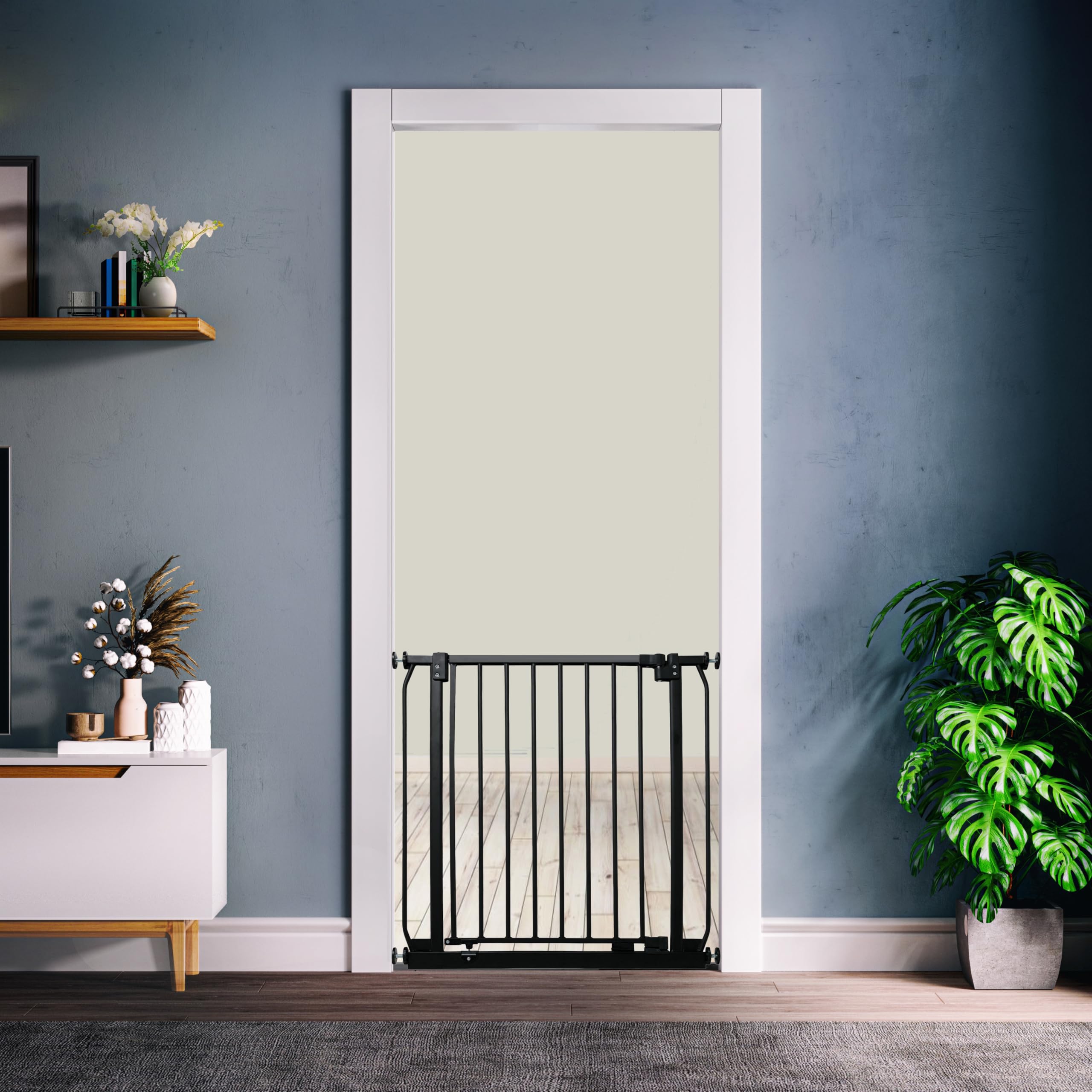 Safetots Elite Pressure Narrow Safety Gate, 65.5cm - 74.5cm, Matt Black, Narrow Pressure Fit Stair Gate, Baby Gate for Doors Hallways and Spaces, Safety Barrier, Easy Installation — view 2