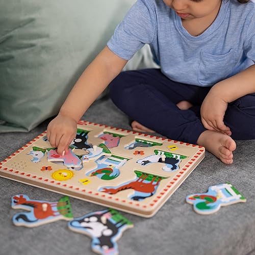 Miniatura 6 de Rompecabezas de madera con efectos de sonido de animales de granja de Melissa & Doug (8 piezas)