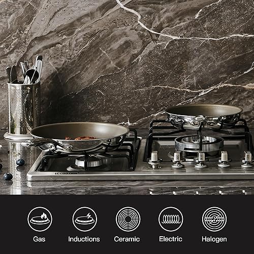 Miniatura 4 de Sartén antiadherente, sartén de titanio de 11.5 pulgadas, sartén de cerámica saludable, sartén no tóxica, sin PFAS PFOA y PTFE, apta para