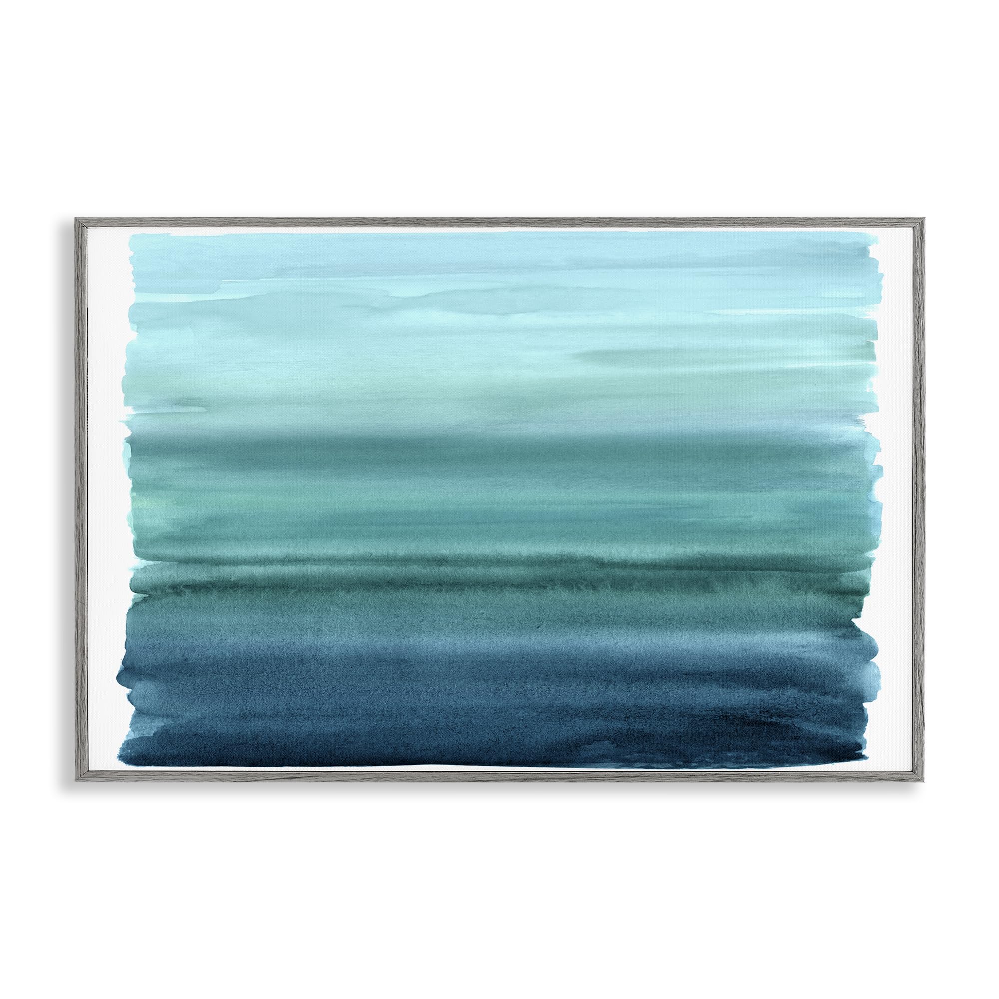 Stupell Industries Ombre Teal Gradient Abstract Wall Art for Living Room, Serene Aqua Horizon Decor, 16 x 24 Inch Framed Giclée Print, by Allie Corbin, Made in USA Gift