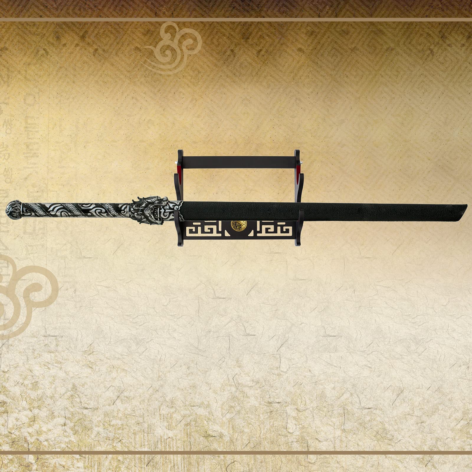 Schwerthalter Katana Wandhalterung Samurai Schwert Rahmen Display Frame Red Samt China Tai Chi Stil. (2-Schicht)