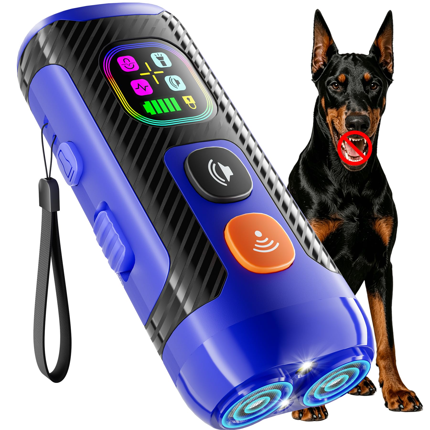 Dispositifs anti-aboiements pour chiens - Double ultrasons (fixe 25 kHz/adaptatif 20-30 kHz), contrôle des aboiements jusqu'à 15,2 m, empêche humainement les voisins et les propres chiens