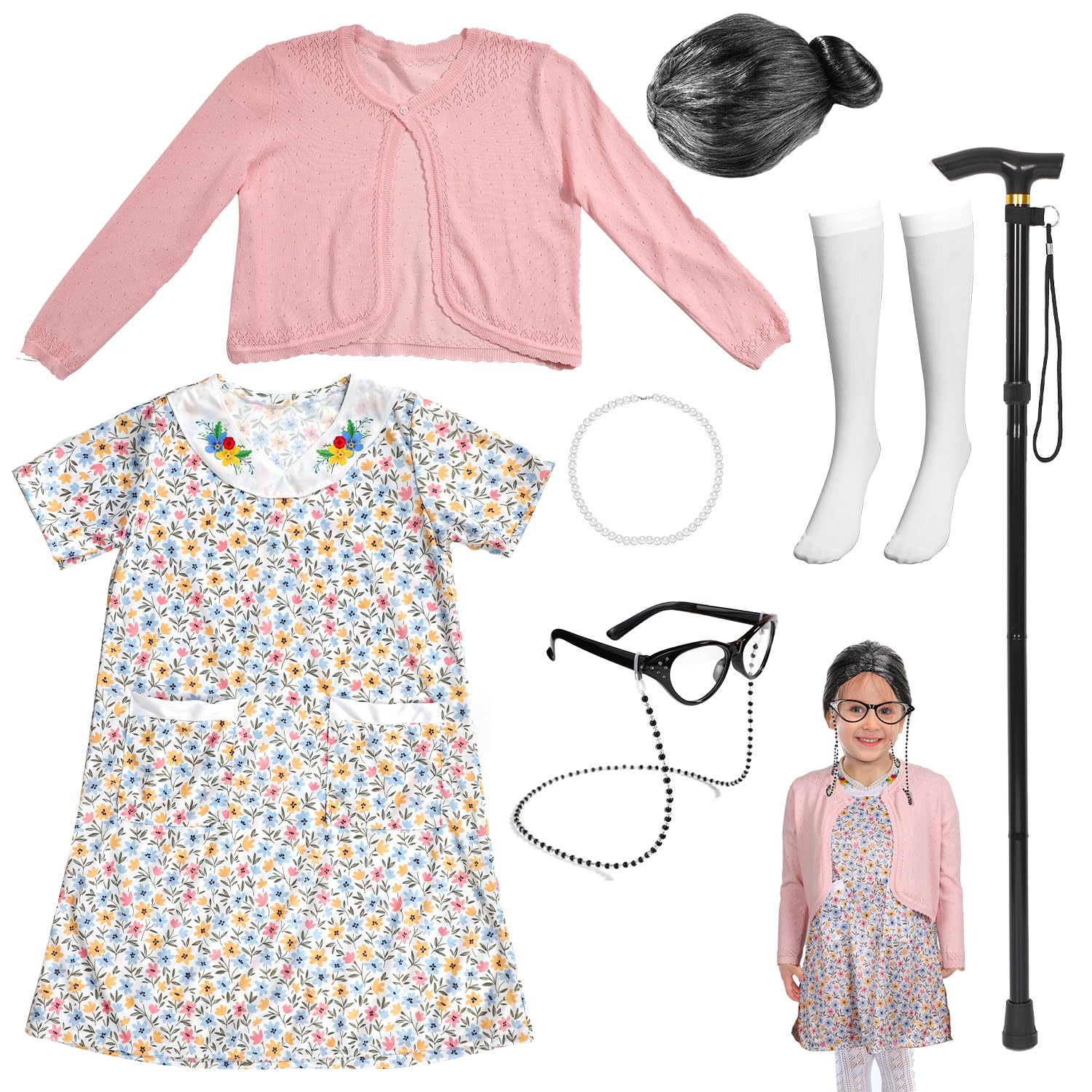 Mikovivi Little Girl Old Lady Costume Set