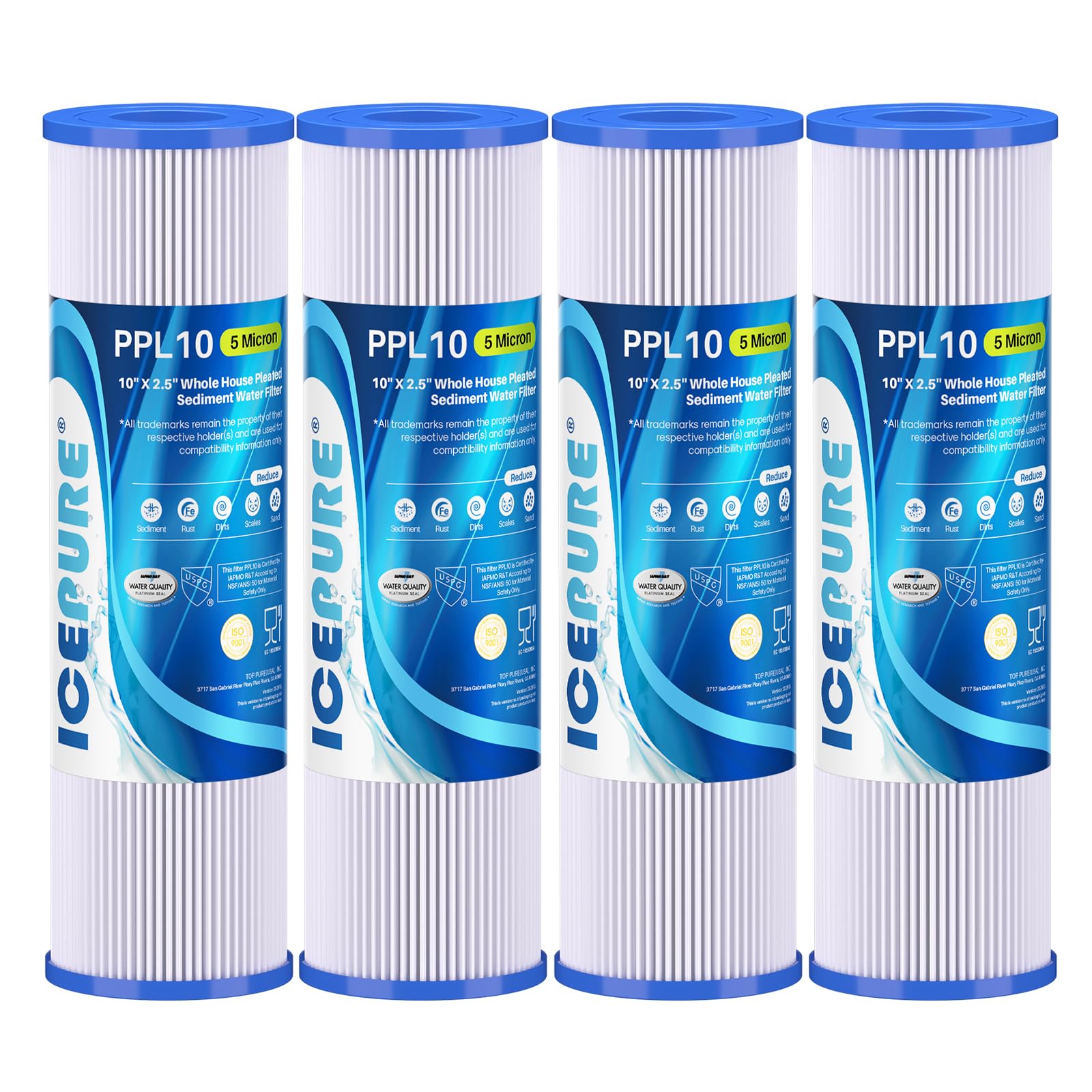 10 x 2 5 Pleated Sediment Water Filter Cartridge Replacement Any 10 inch RO Unit Compatible with R50