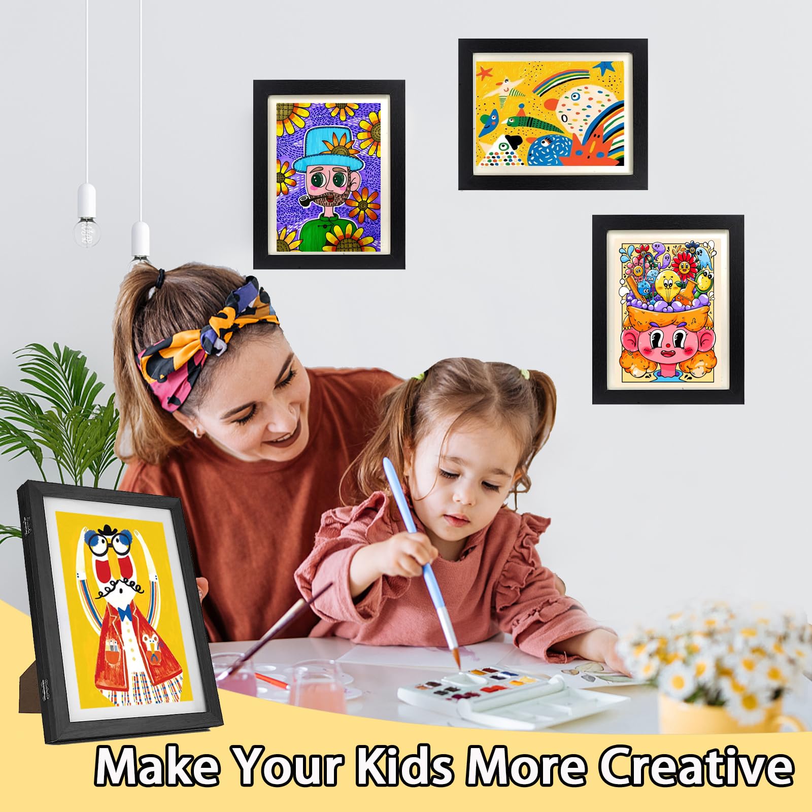2 Pack Kids Art Frames - Display 8.5x11 or 5x7 with Mat, 9x12 without Mat, Front Opening Changeable Kids Artwork Frames,Horizontal and Vertical Art Display for Kids Artwork,Drawing, Schoolwork