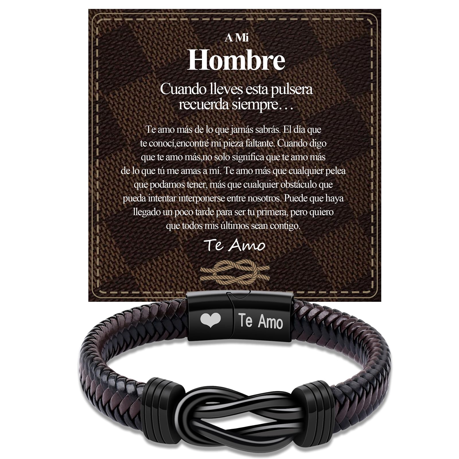 BOCHOI Pulsera de cuero trenzado de acero inoxidable para hombres, Regalos para hombres Regalos de graduación Regalos de cumpleaños Regalos para el Día del Padre Regalos para el Día de San Valentín