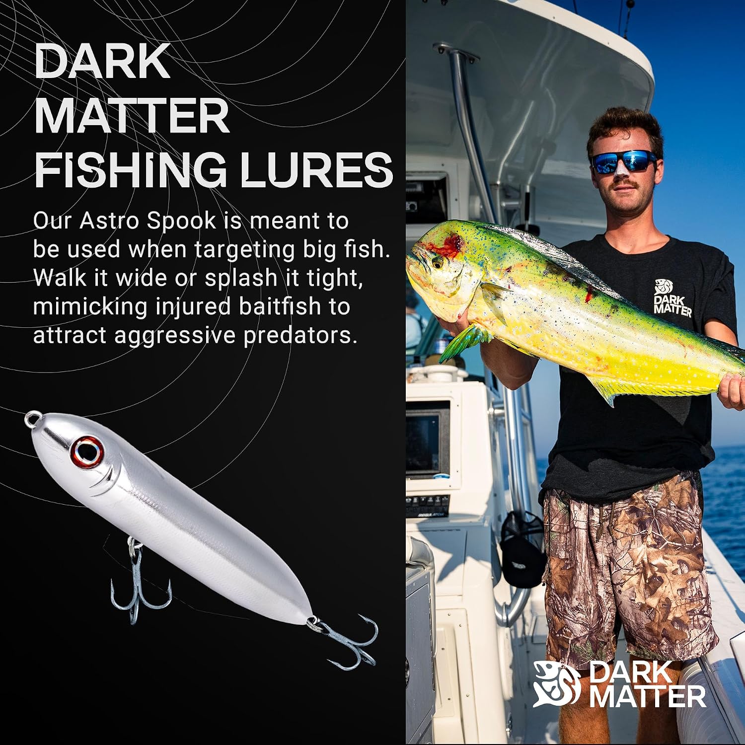 Dark Matter Astro Spooks Fishing Lures Saltwater - 7 Inch Dual Mode Spook Lure, 3.7 oz Walking Bait Topwater Spook Fish Lures with Floating Rattles, Saltwater Lures, Fishing Bait