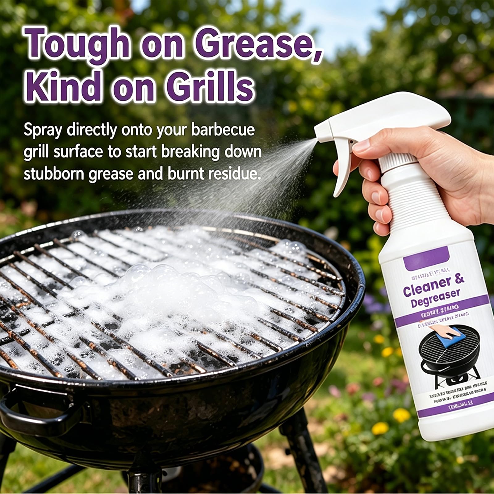 Schnell wirkendes Spray für BBQ-Grills - Hochleistungs-Grillreiniger & Entfetter, Edelstahl-Reiniger, entfernt rauchige Flecken, verbrannte Rückstände und Fett, funktioniert auf Außengrills, (6 Stück)