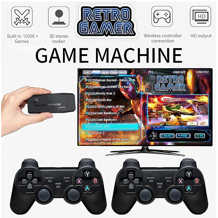 Buy V2 Updated Retro Gamer Gaming Machine, PS1 MOD console, 2x Wireless
