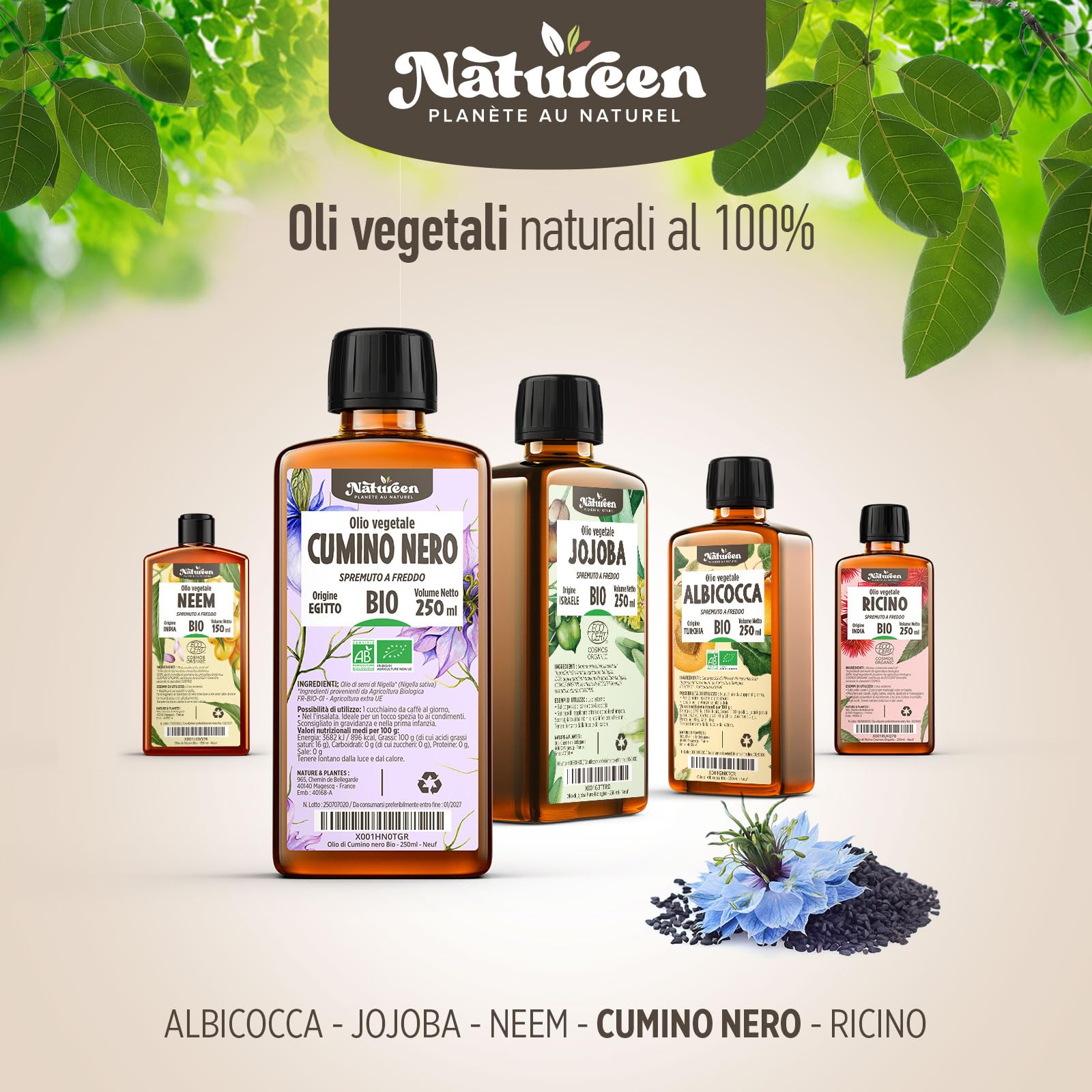 Olio di Cumino Nero Biologico 500 ml - 100% Pure, naturale e Pressato a freddo