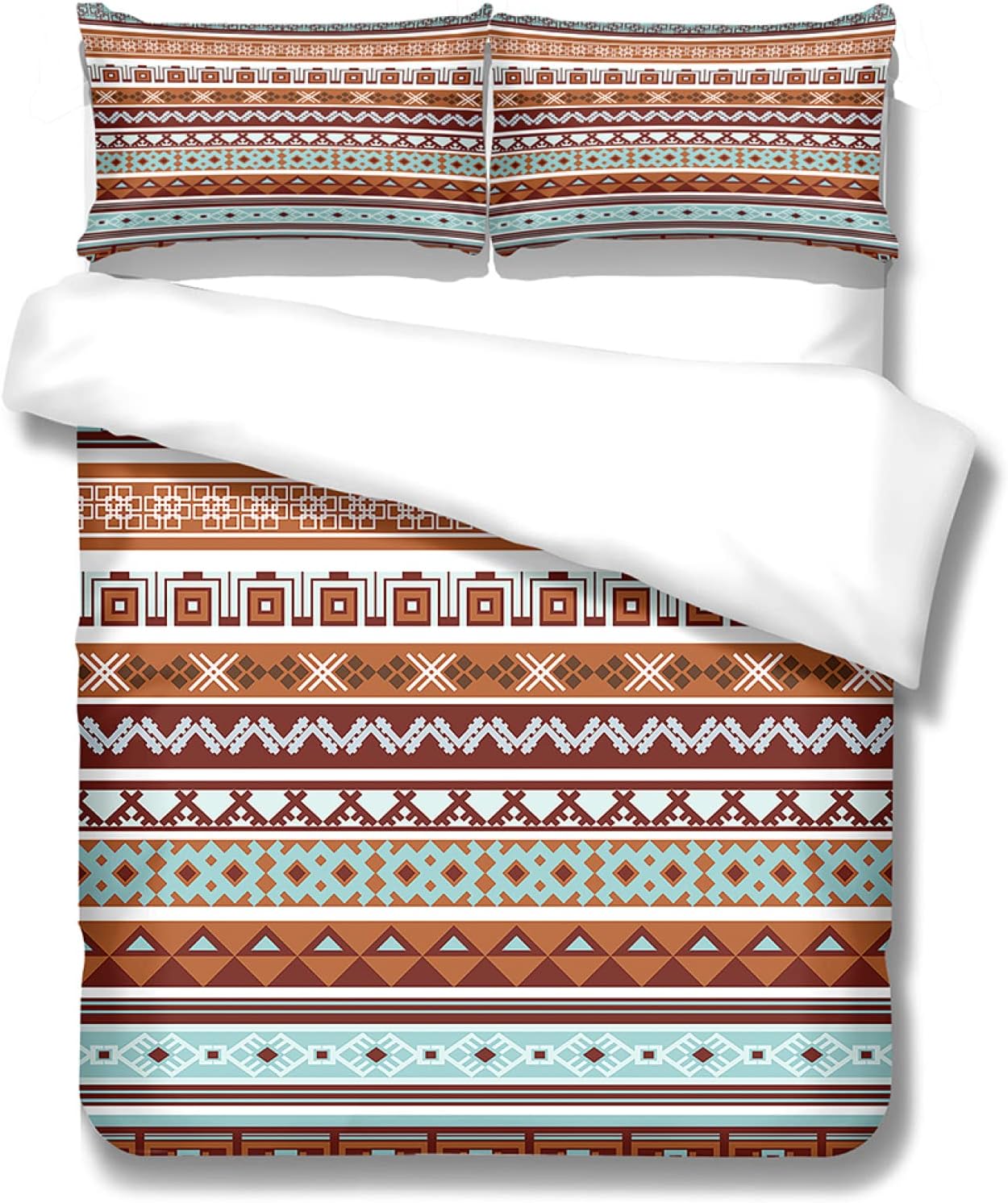 Csuper Funda Nórdica De La Serie De Rayas Nórdicas Suave Y Transpirable con Cremallera Invisible Juego De 3 Piezas 1 Funda De Edredón 2 Fundas De Almohada Adecuado para El Hotel De La Habitación