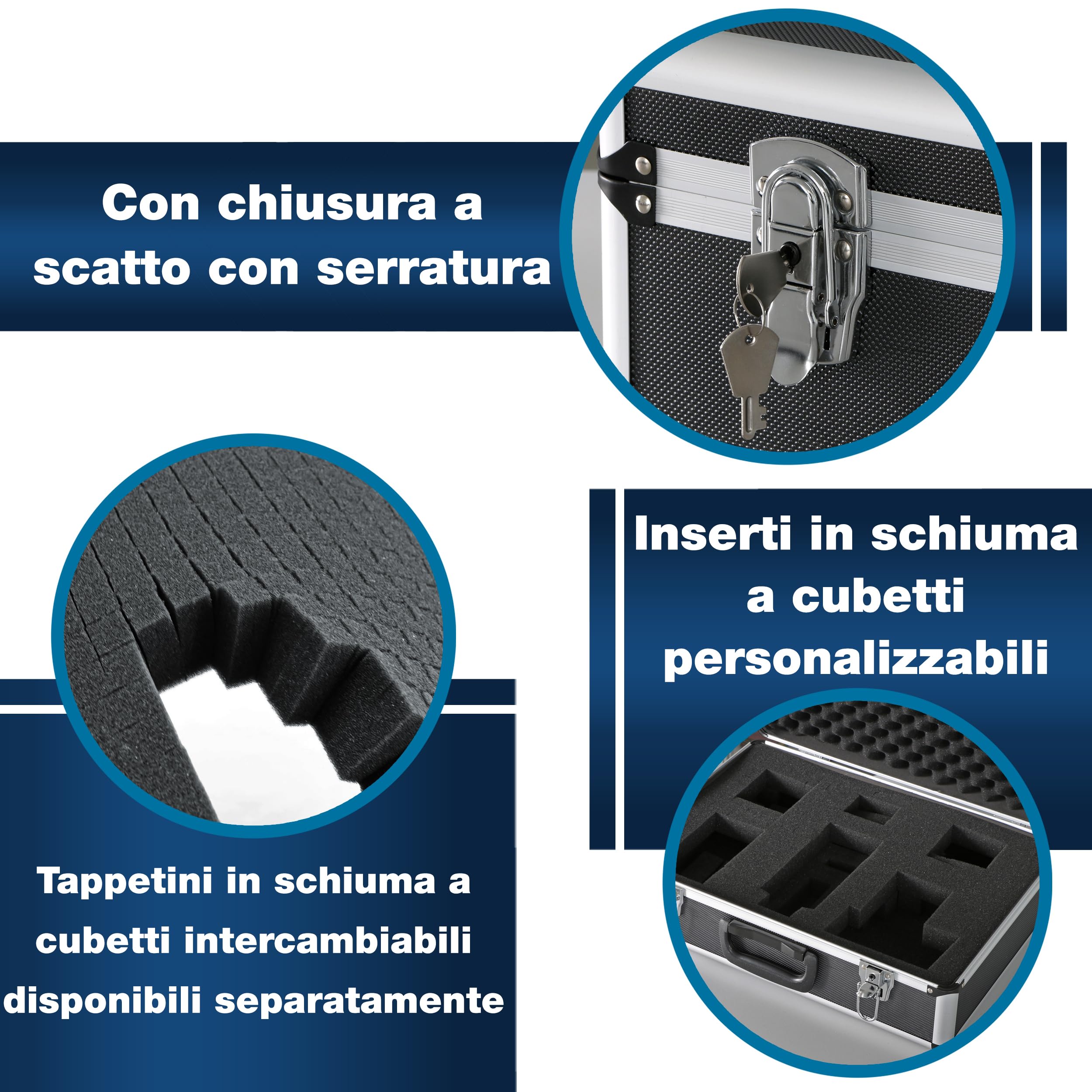PeakTech P 7310 valigetta universale XL, 460 x 330 x 150 mm con imbottitura a dadi in schiuma, 1 pezzo