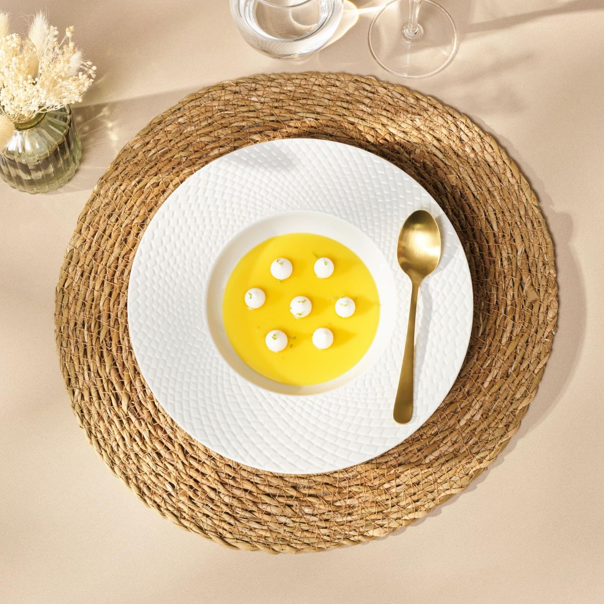 MÉDARD DE NOBLAT - Assiette creuse - D20 cm - Sherane - Porcelaine - Lot de 6 - Blanc