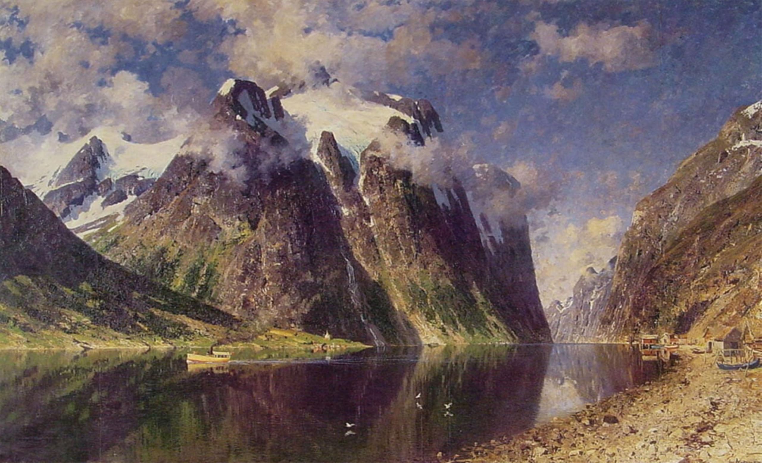 SERENDIPITP Vintage Picture Print on Canvas Wall Art Poster the Fjord by Adelsteen Normann Artwork Print Poster for Wall Decor 60x90cm