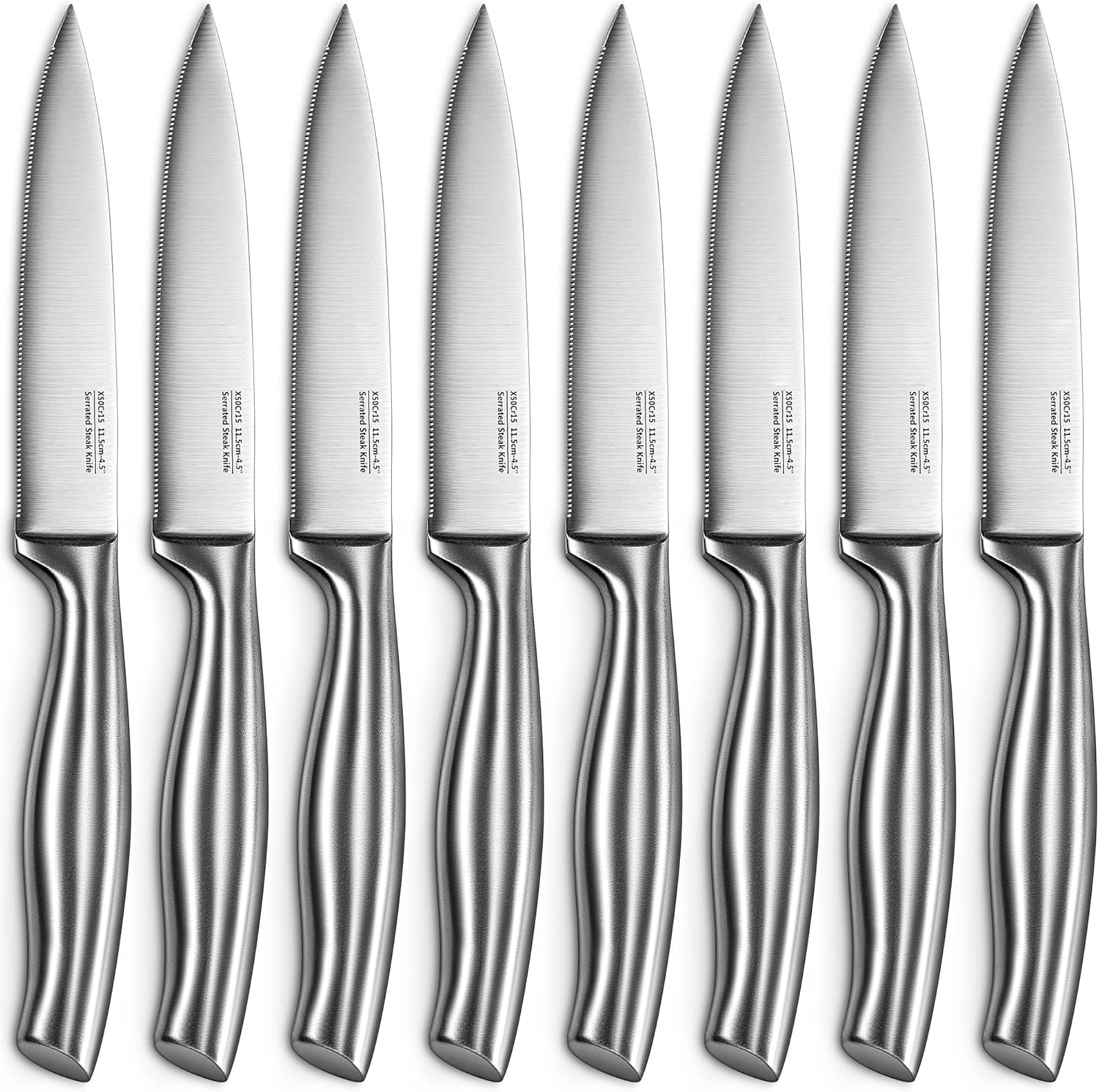 Steakmesser Set, 8 Teilig Steakmesser mit Wellenschliff, Steakbesteck