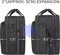 Vista 4 de EMPSIGN - Elegante bolsa para laptop estilo maletín, de 17.3 pulgadas, bolsa estilo bandolera expansible para hombres, repelente al agua