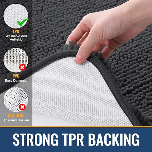 Miniatura 5 de Arotive Alfombras de baño de felpilla de 24 x 16 pulgadas, extra suaves, absorbentes, peludas, lavables a máquina, tapetes de baño de felpa TPR