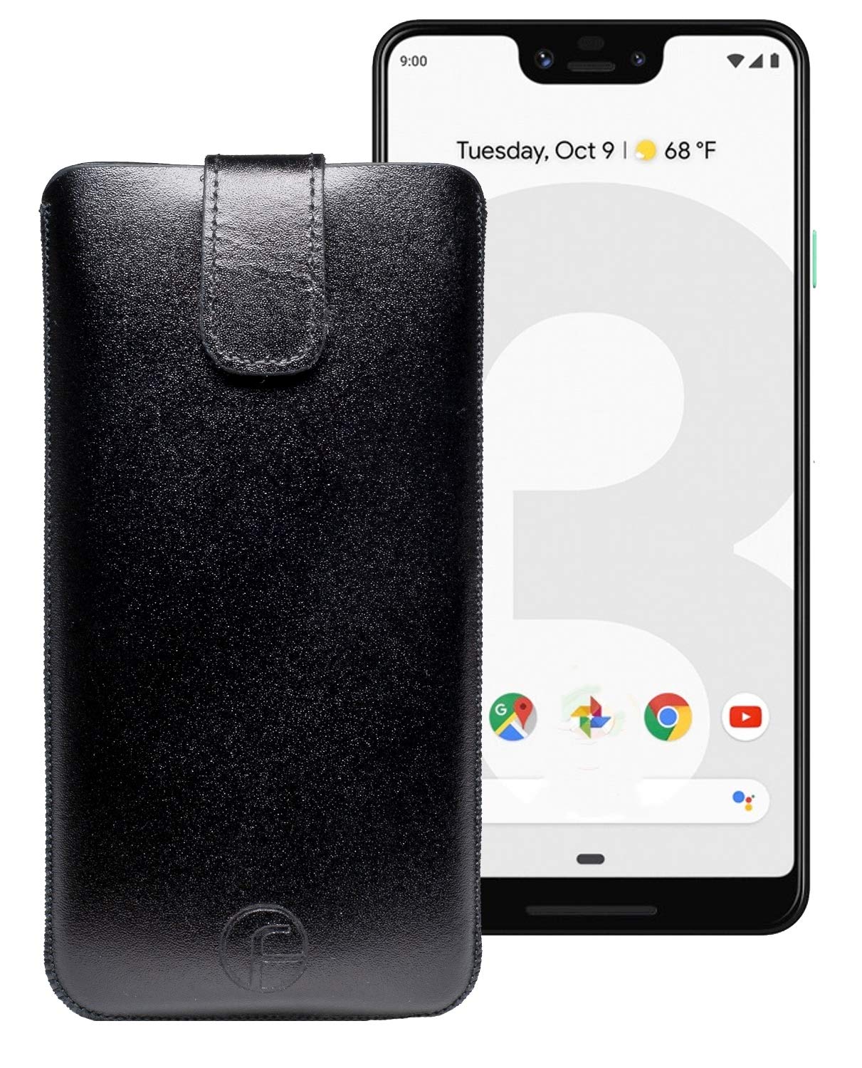 Original Protective Leather Mobile Phone Case for Google Pixel 3 XL with Pull-Up Tab Feature Black